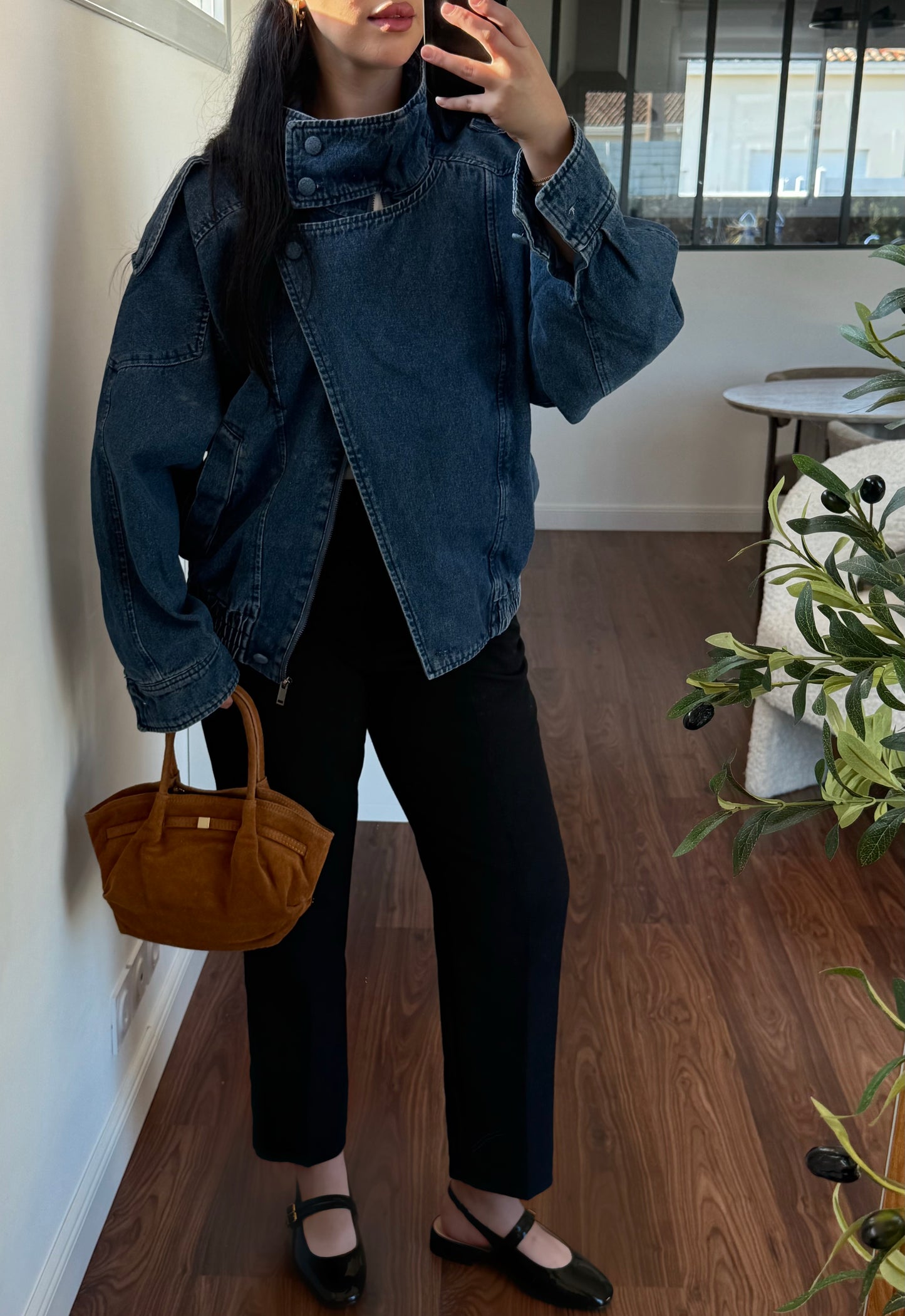 Veste en jean col montant