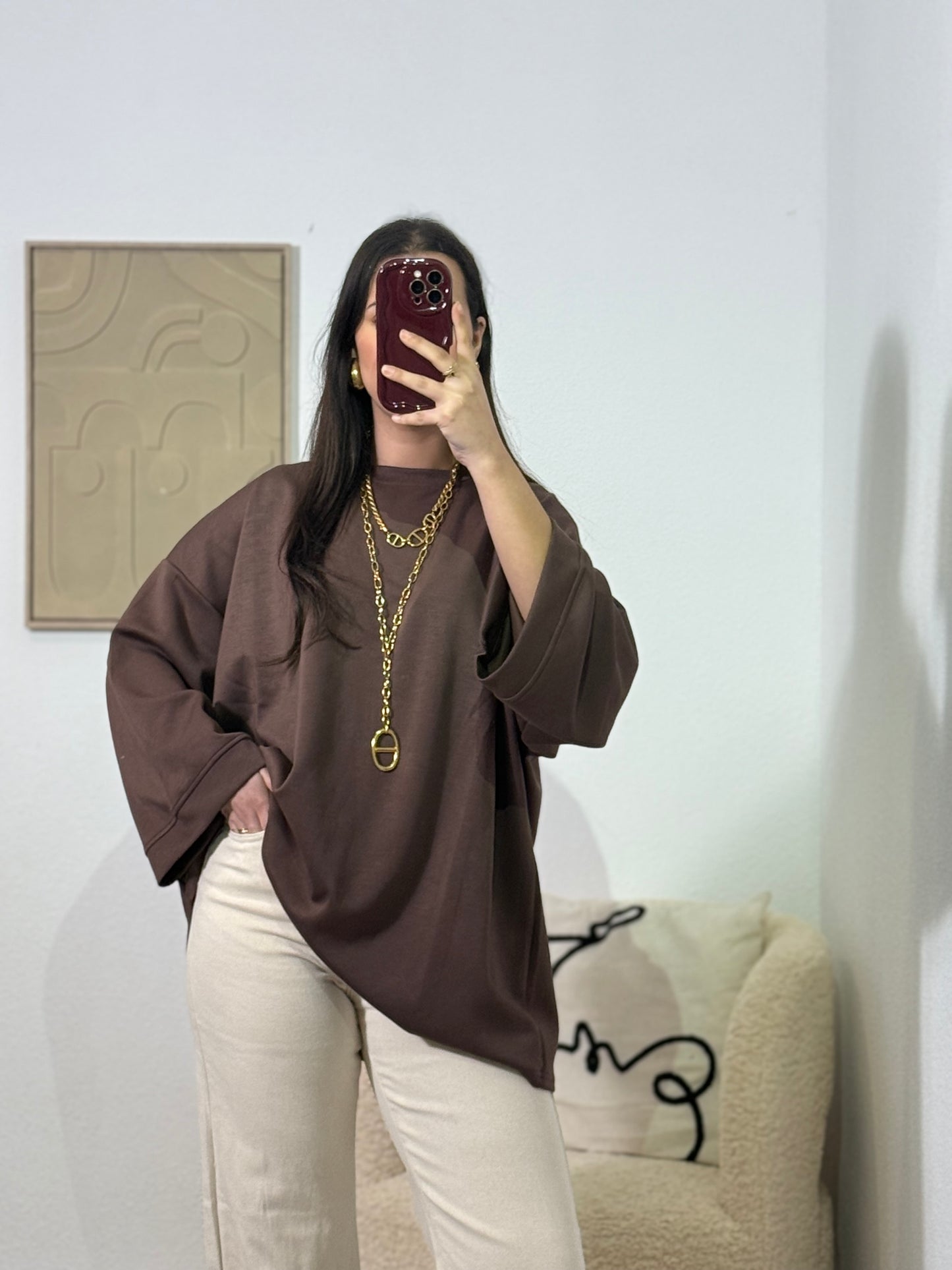 T-shirt Oversize marron