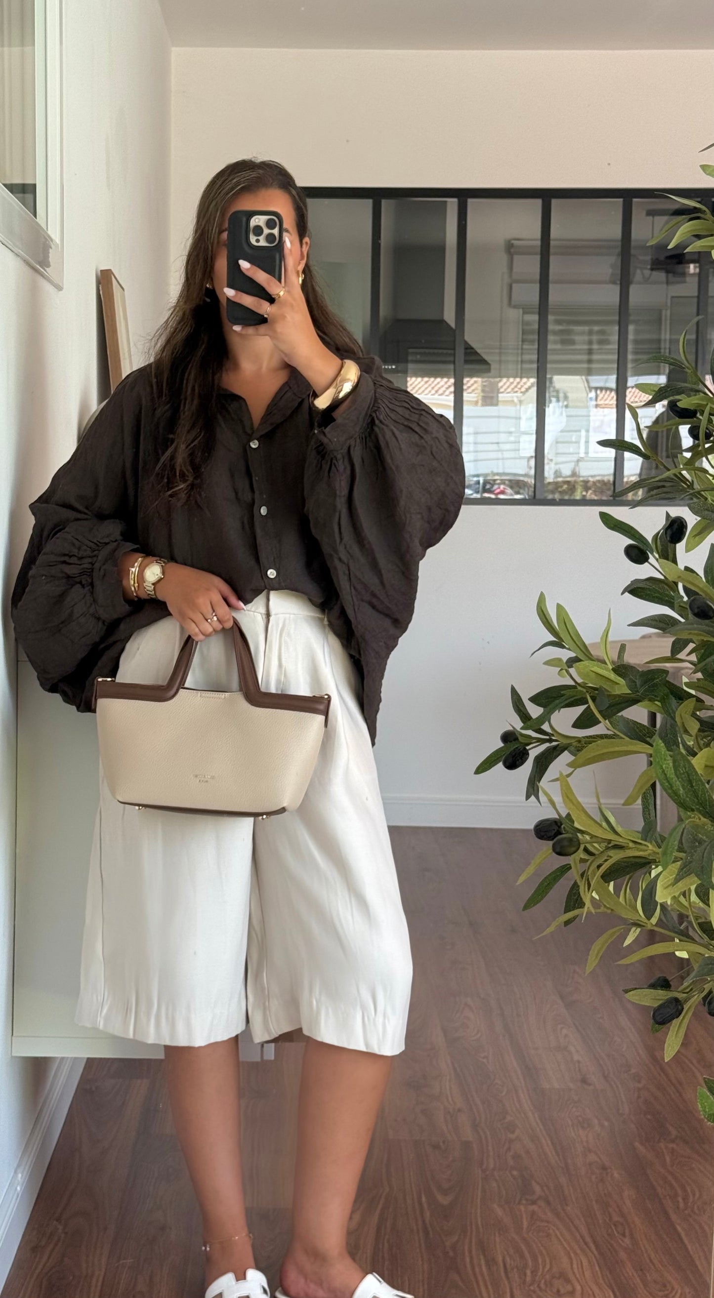 Blouse Malika marron (100 % lin)