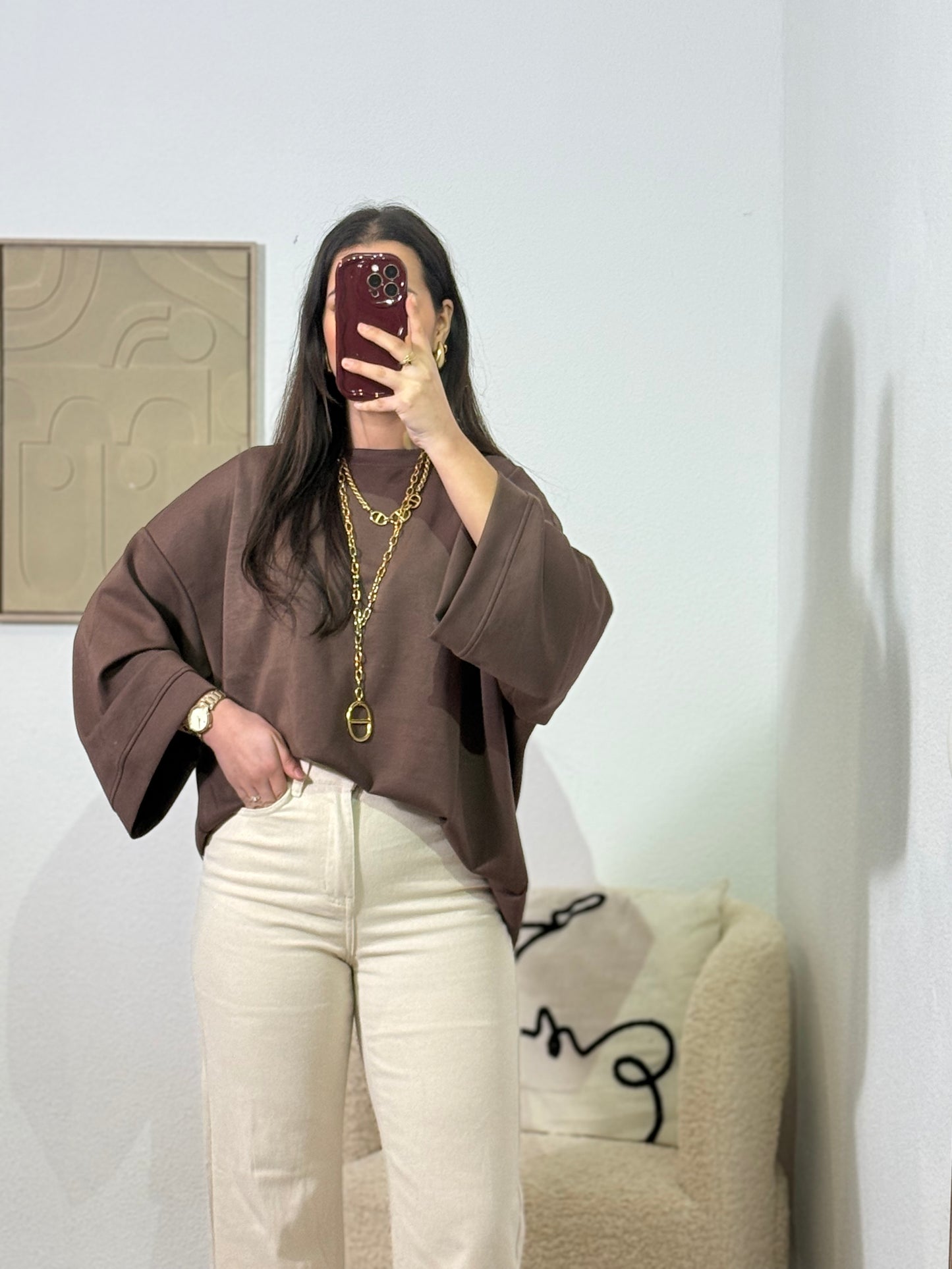 T-shirt Oversize marron