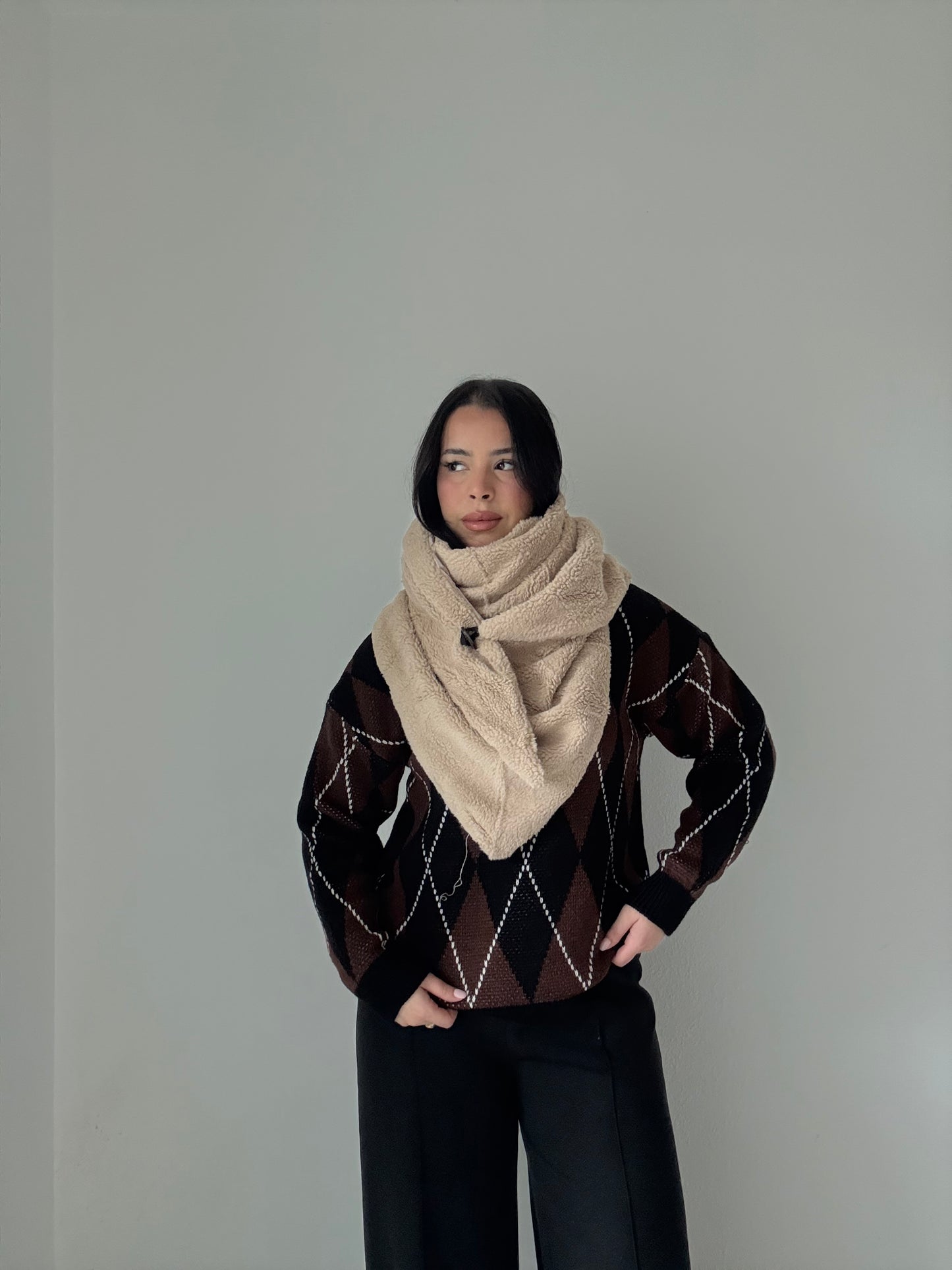 Écharpe bouclettes taupe