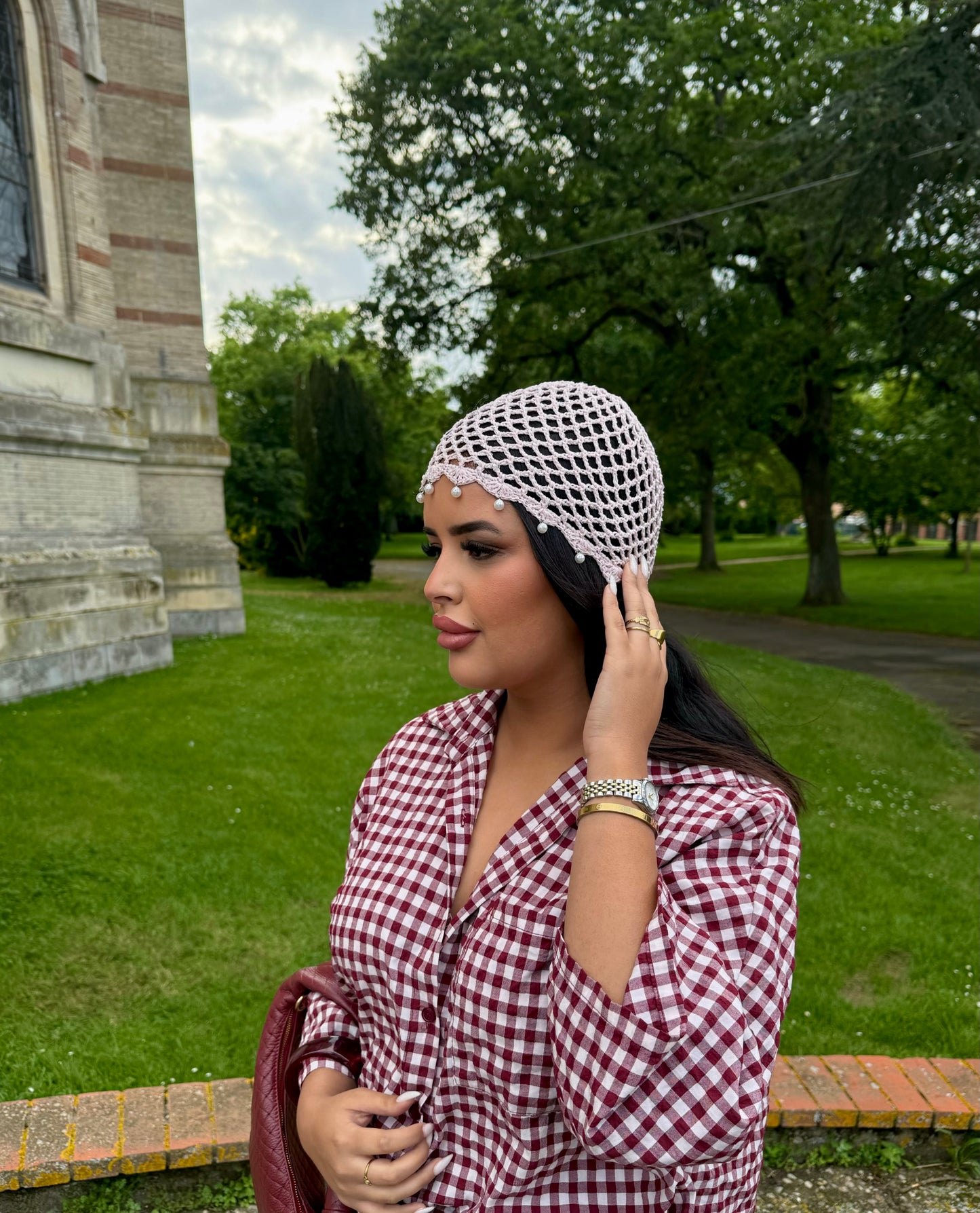 Bonnet crochet rose