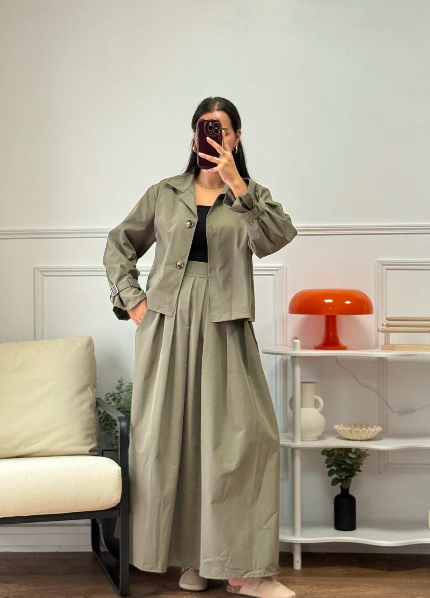 Ensemble Bianca kaki
