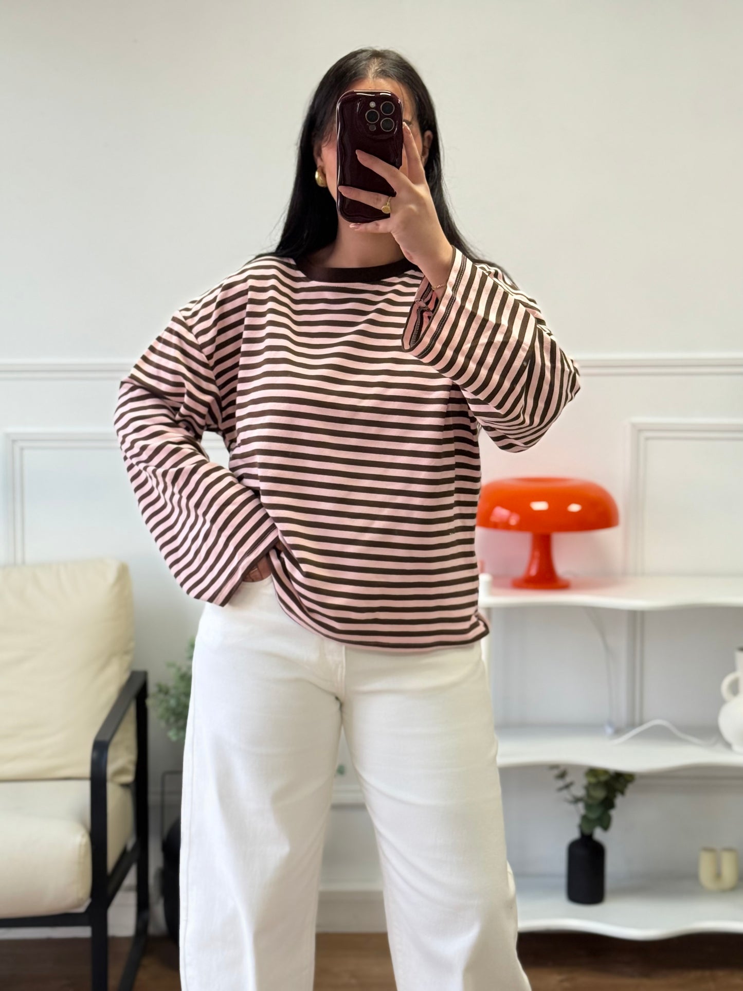 T-shirt rayé marron