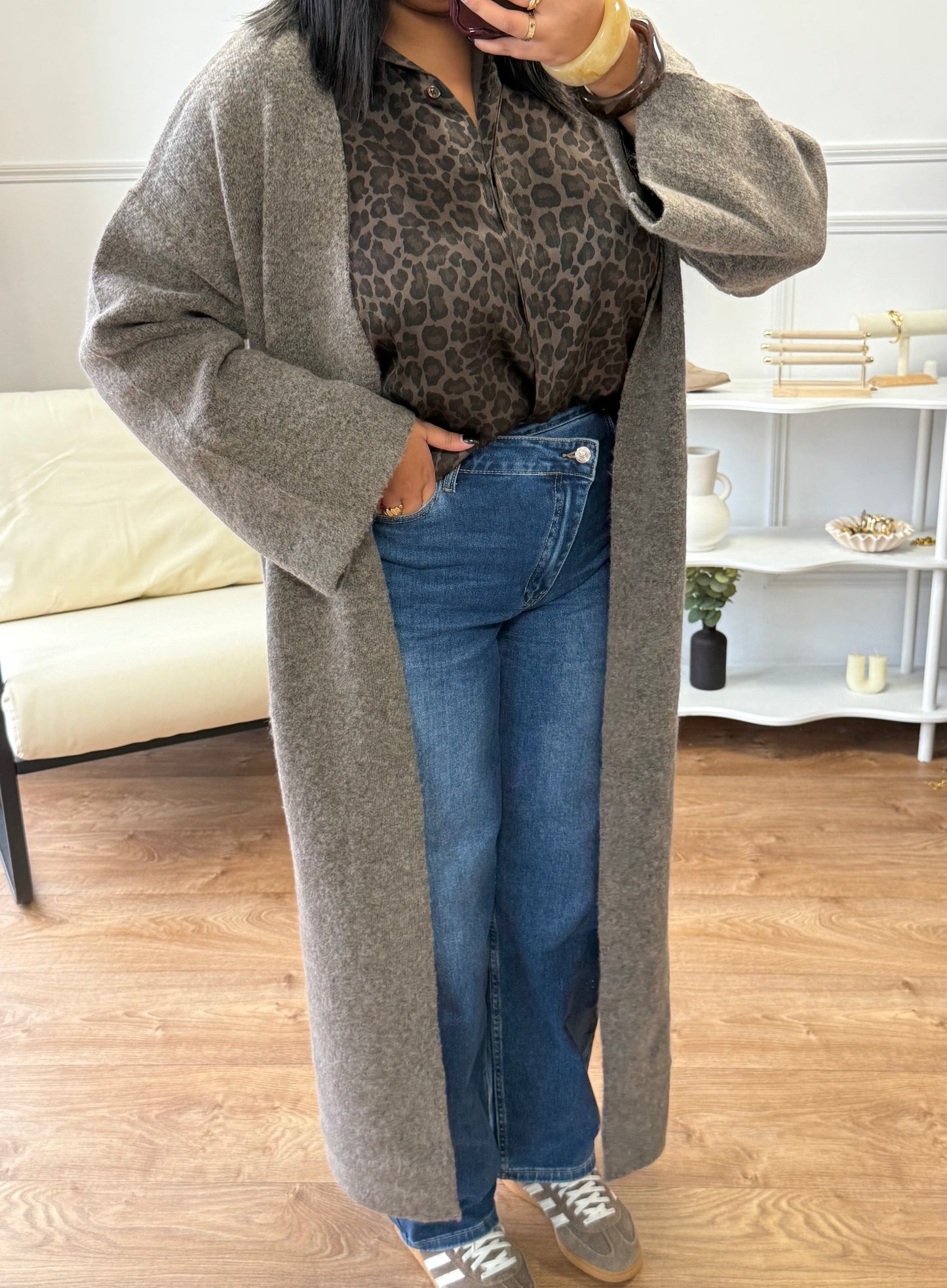 Gilet maxi taupe