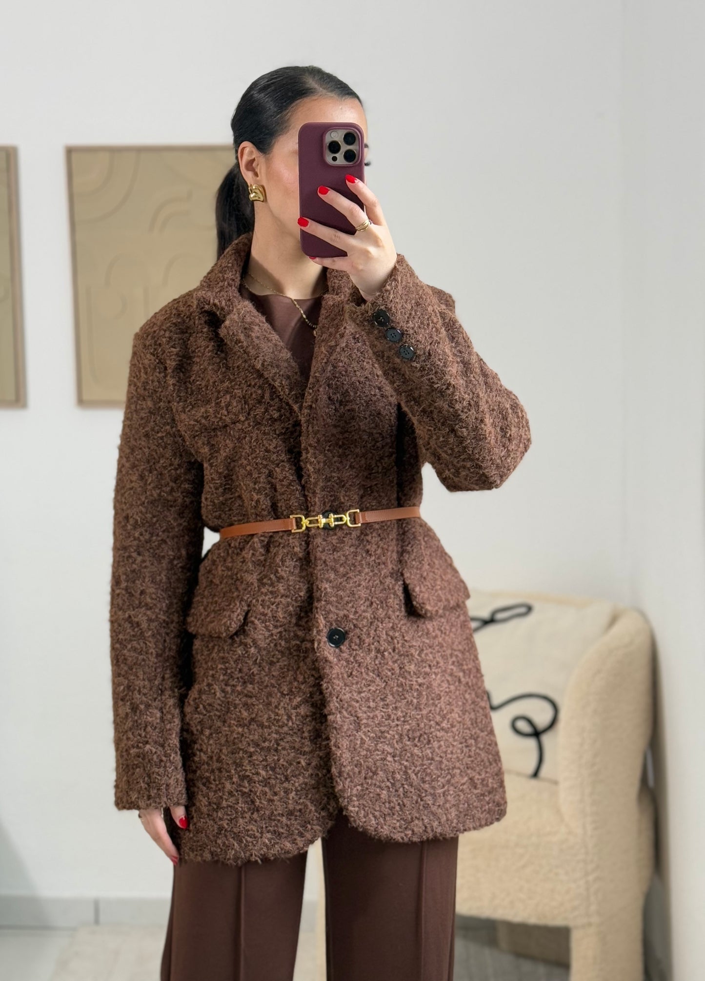 Ceinture fine cuir camel