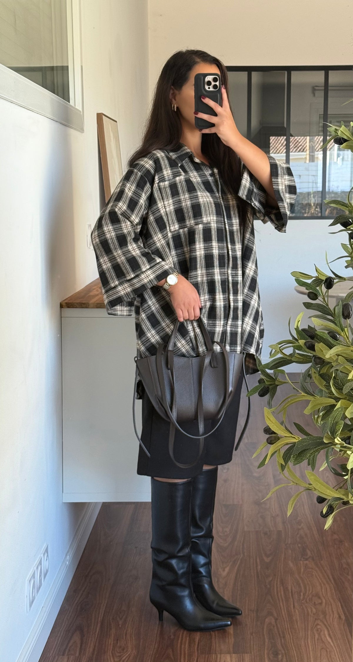 Chemise à carreaux noir