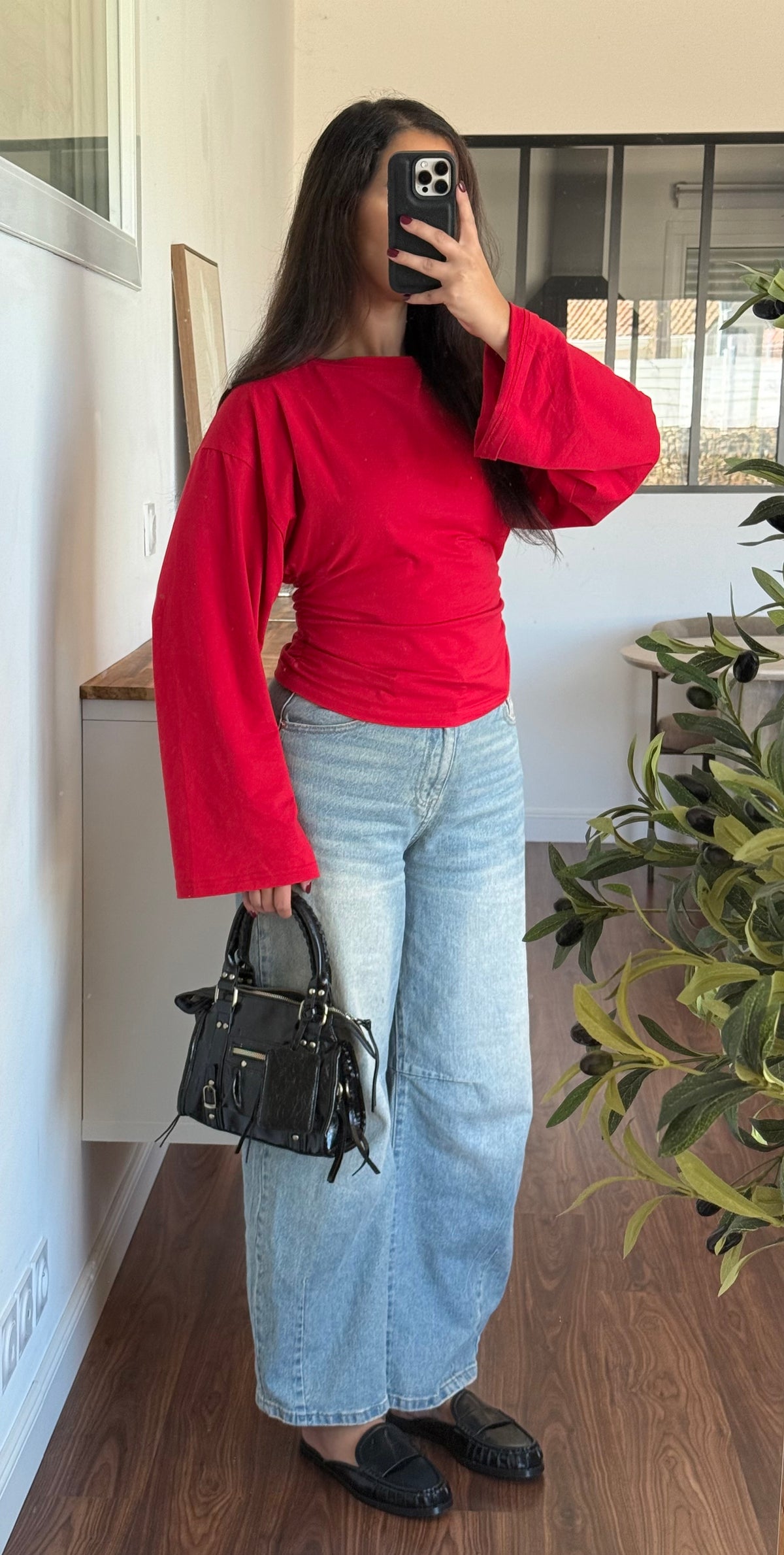 Top ceintré rouge