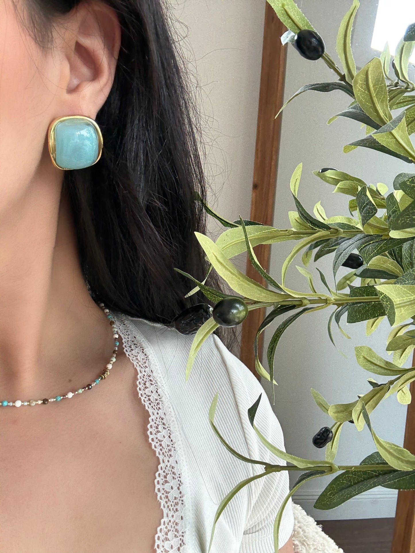 Boucles d’oreilles Ossa bleu