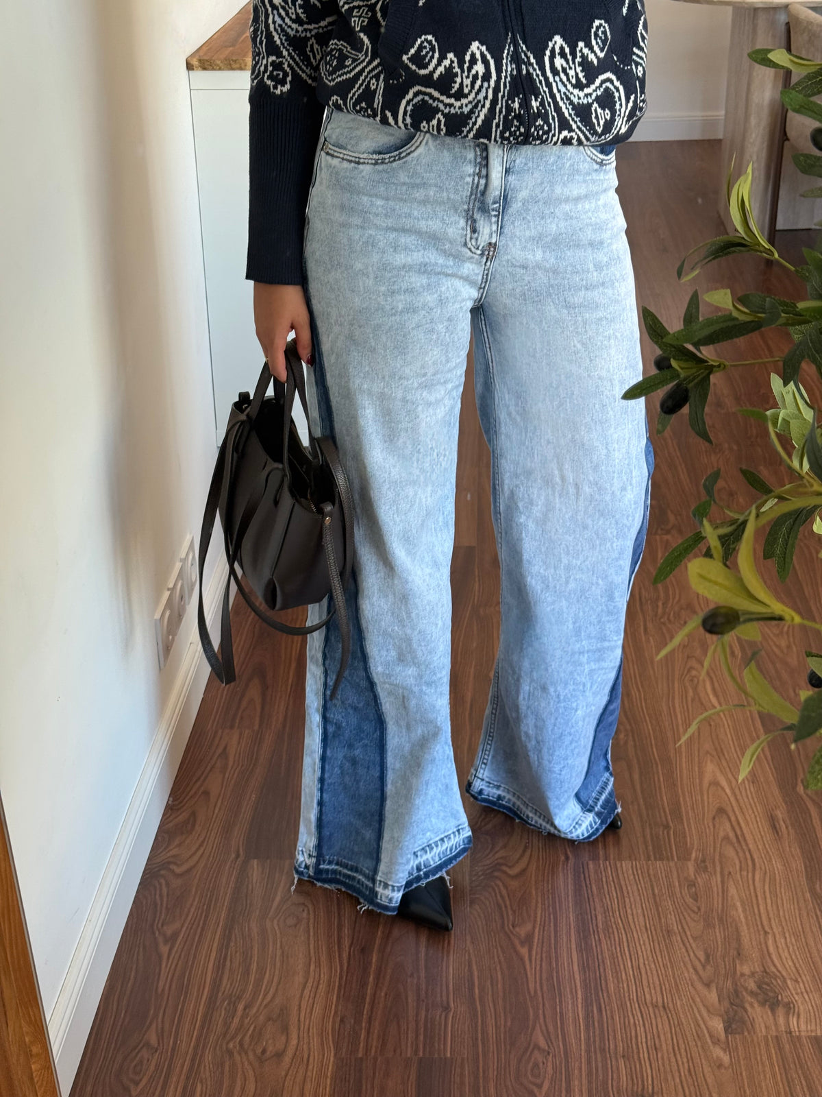Jean large bicolore