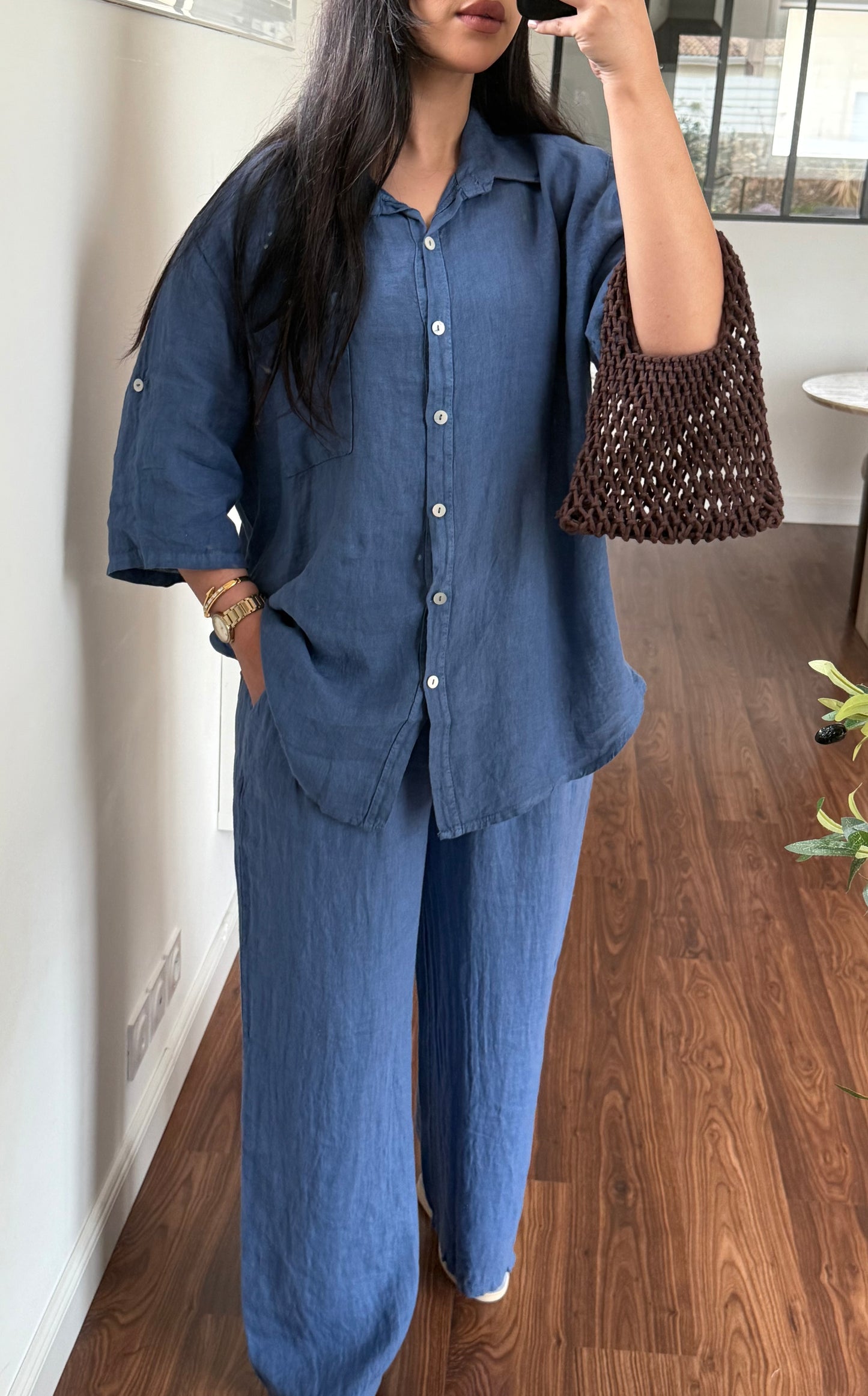 Ensemble Lin premium bleu