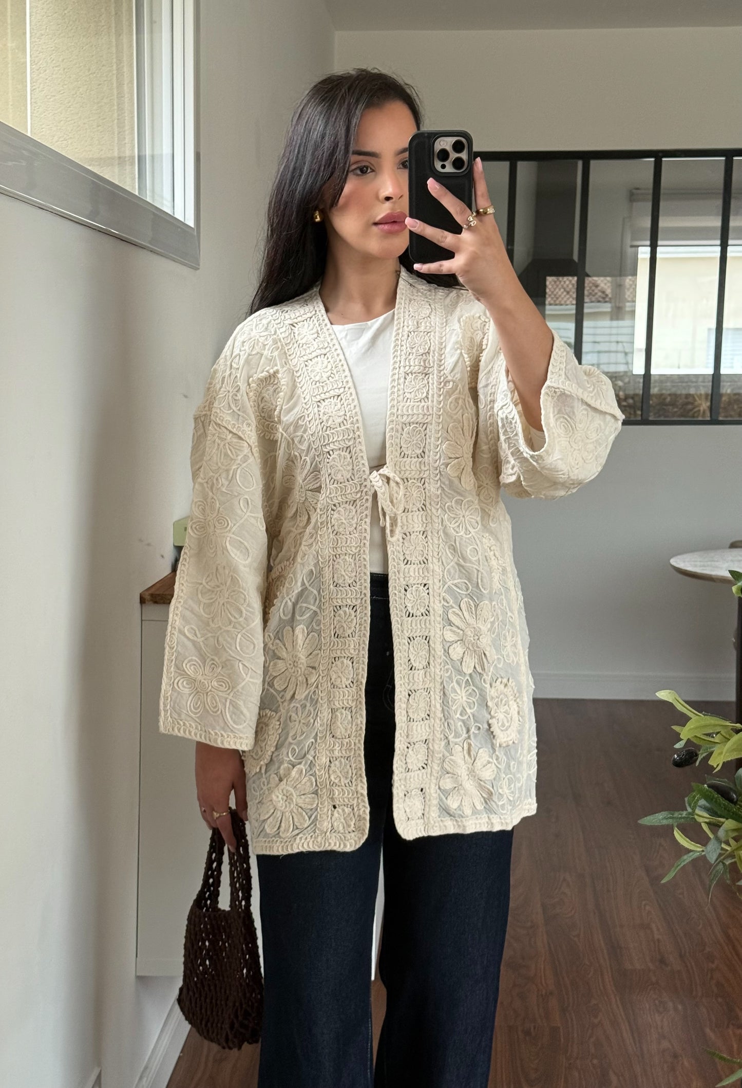 Gilet crochet beige