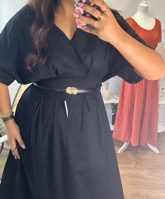 Ceinture fine cuire noir
