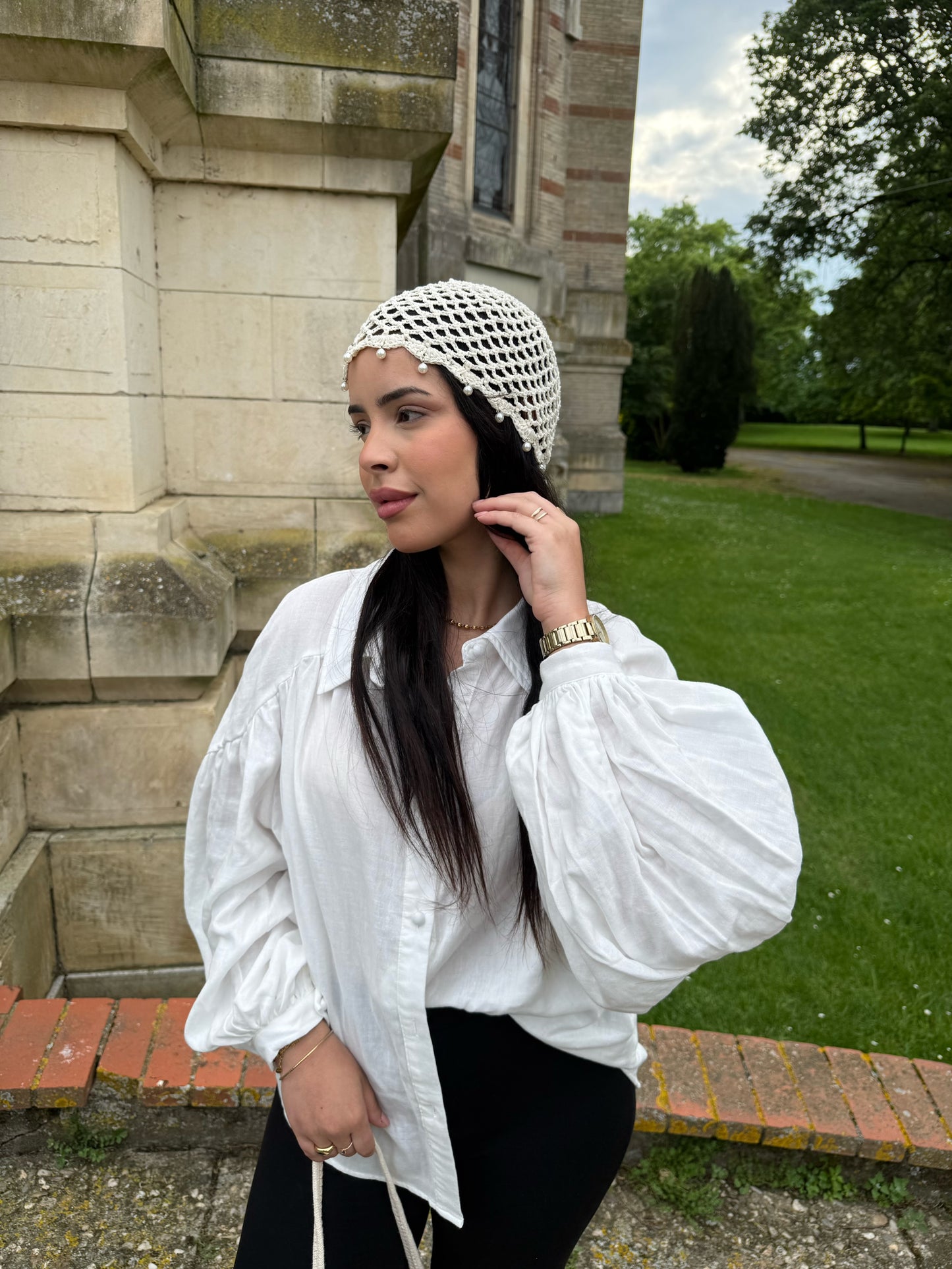 Bonnet crochet perles