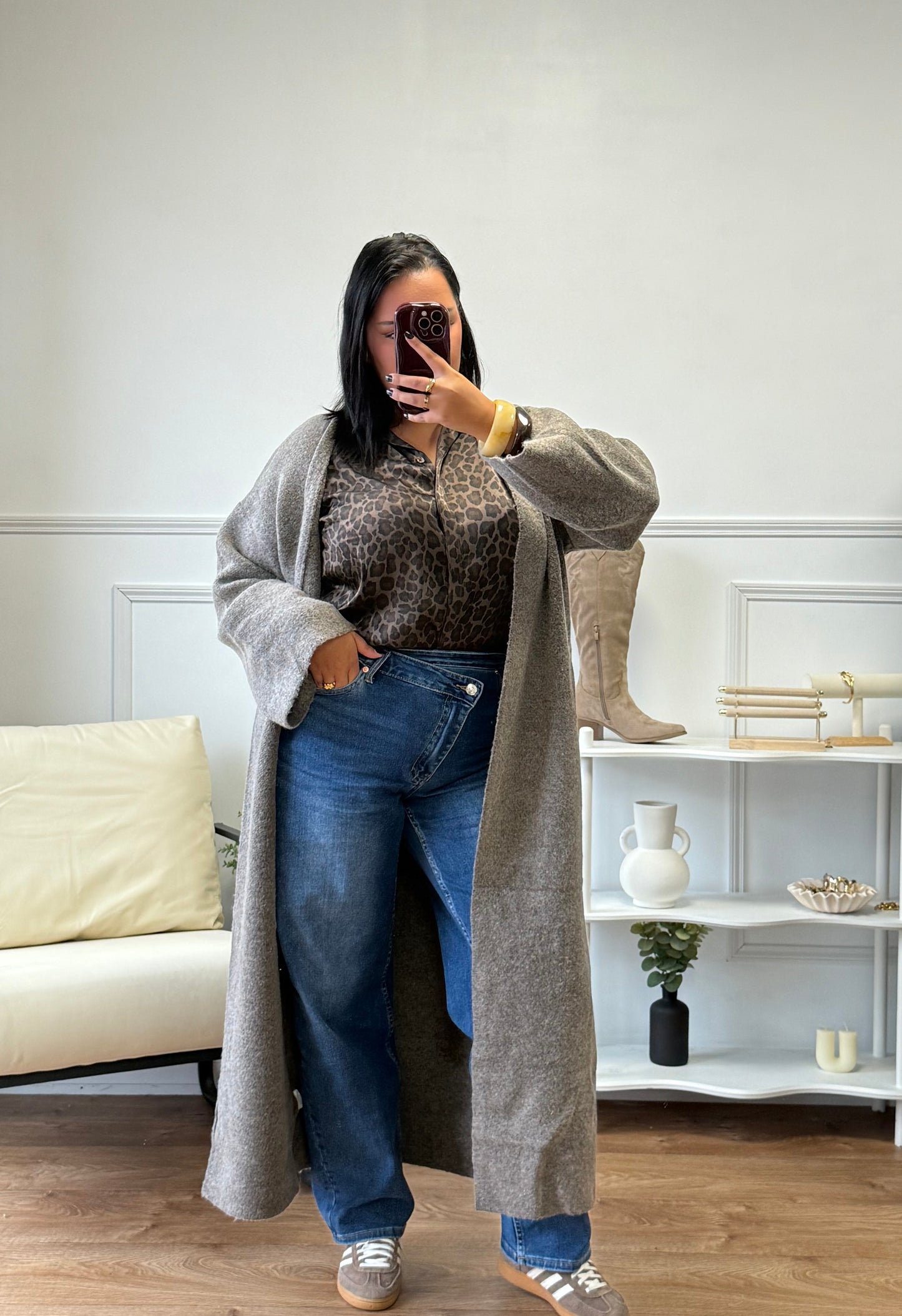 Gilet maxi taupe