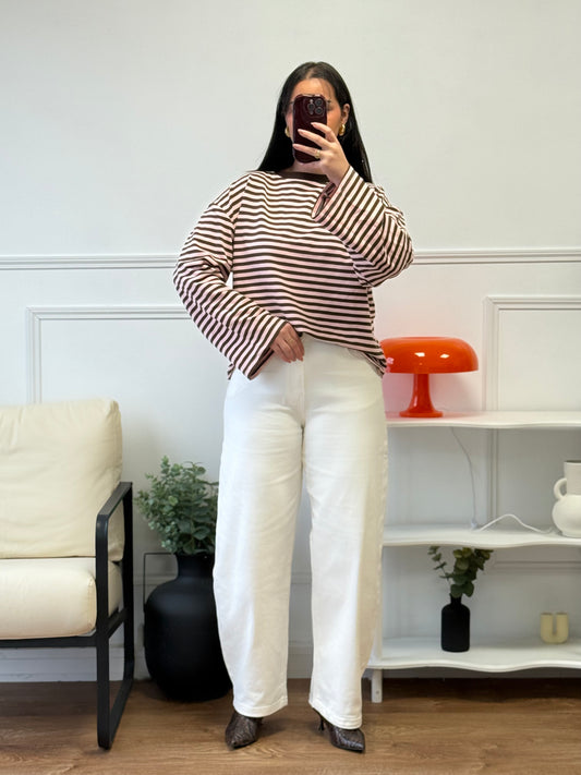 T-shirt rayé marron