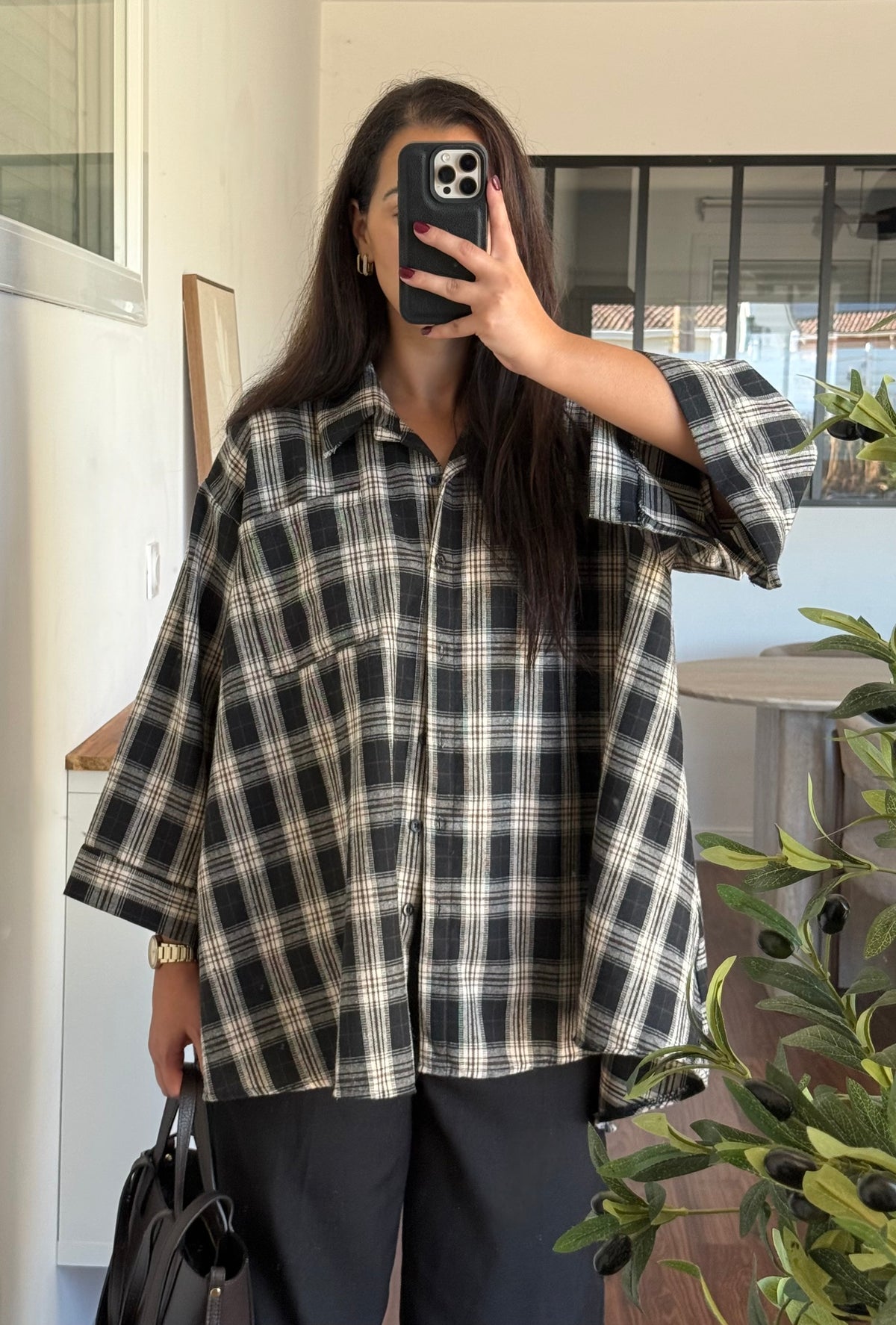 Chemise à carreaux noir