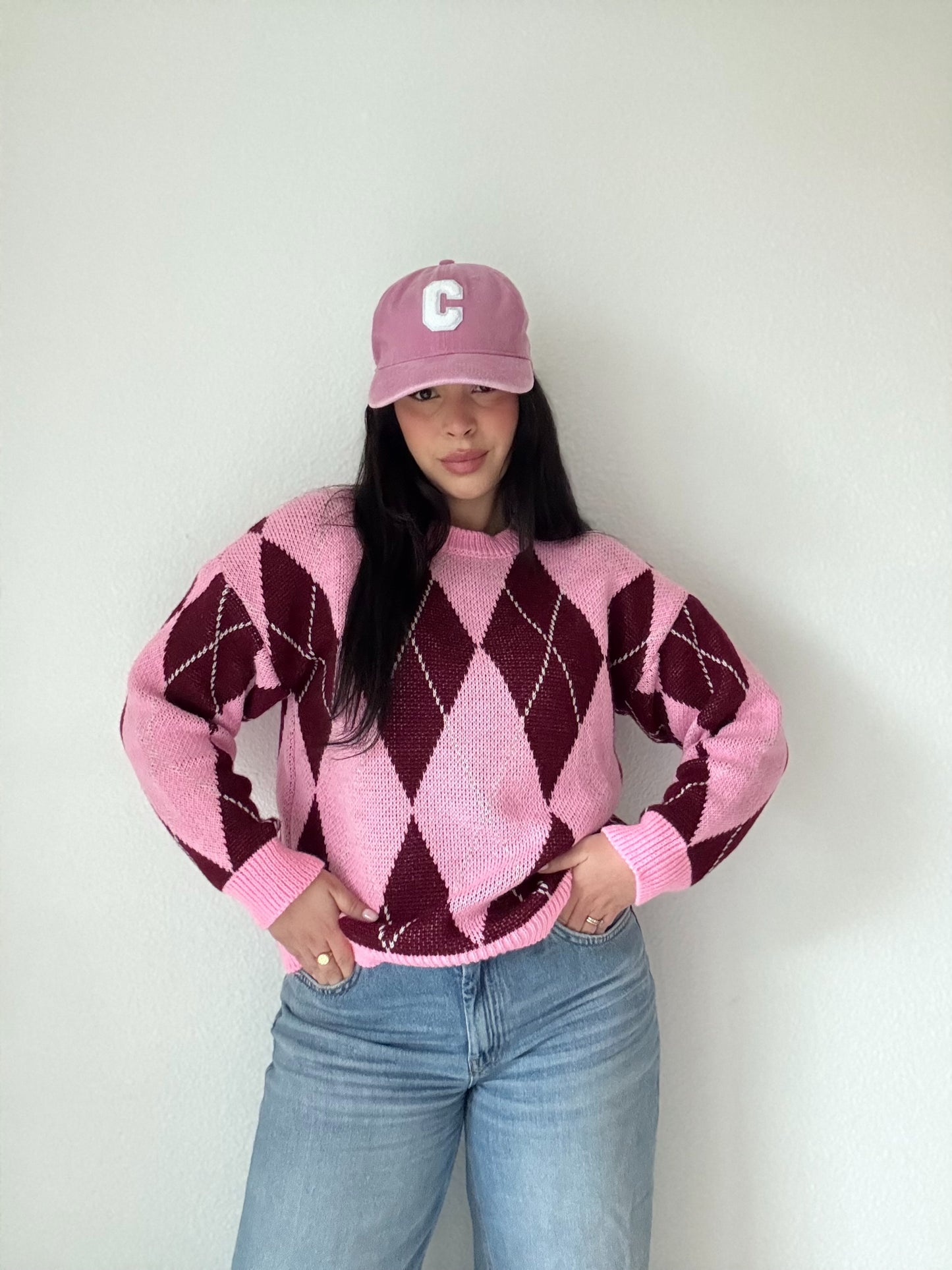 Pull losanges rose