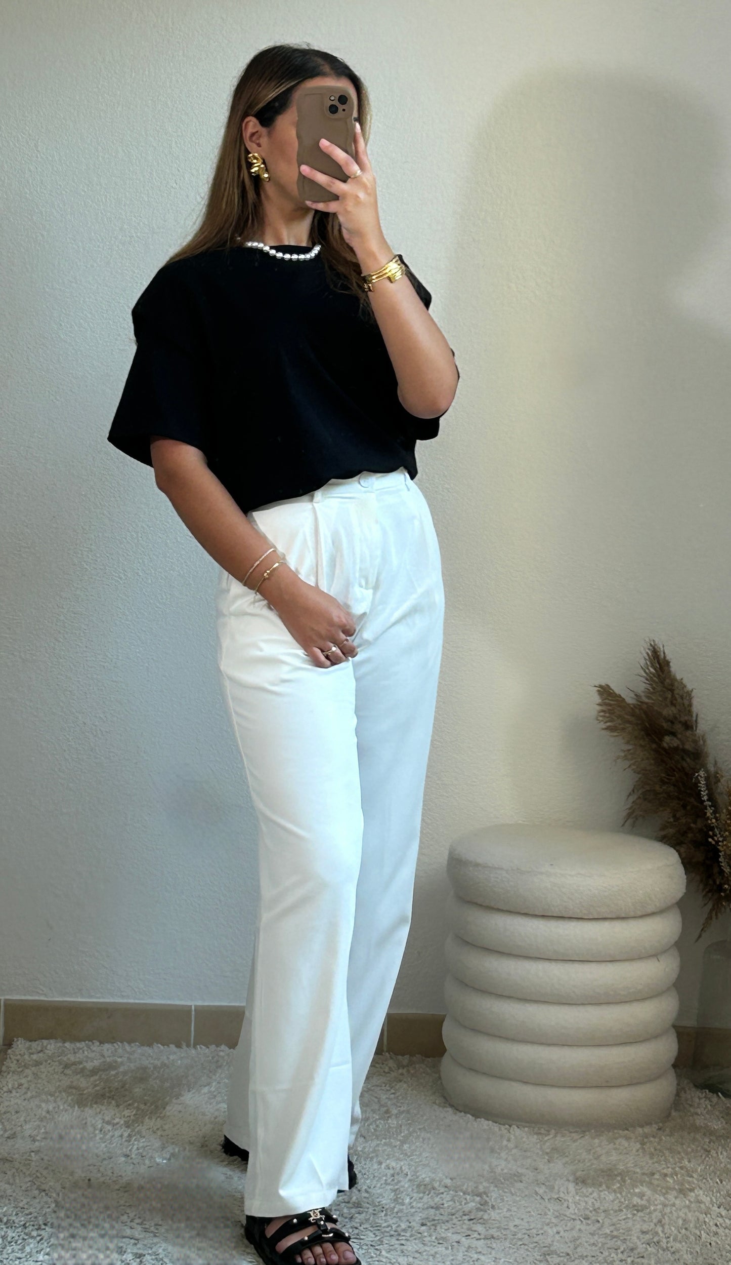 Pantalon tailleur blanc