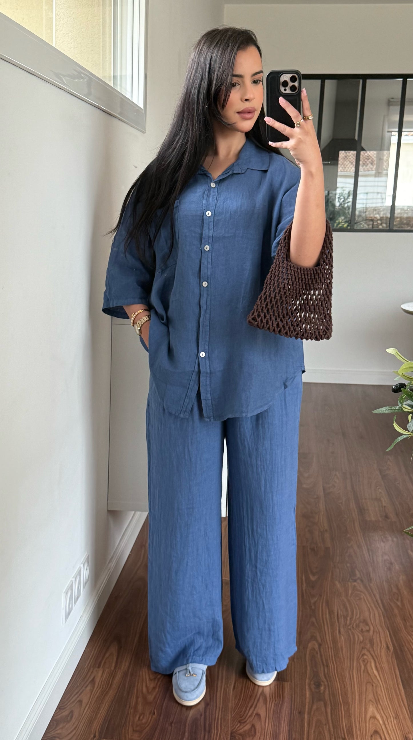Ensemble Lin premium bleu