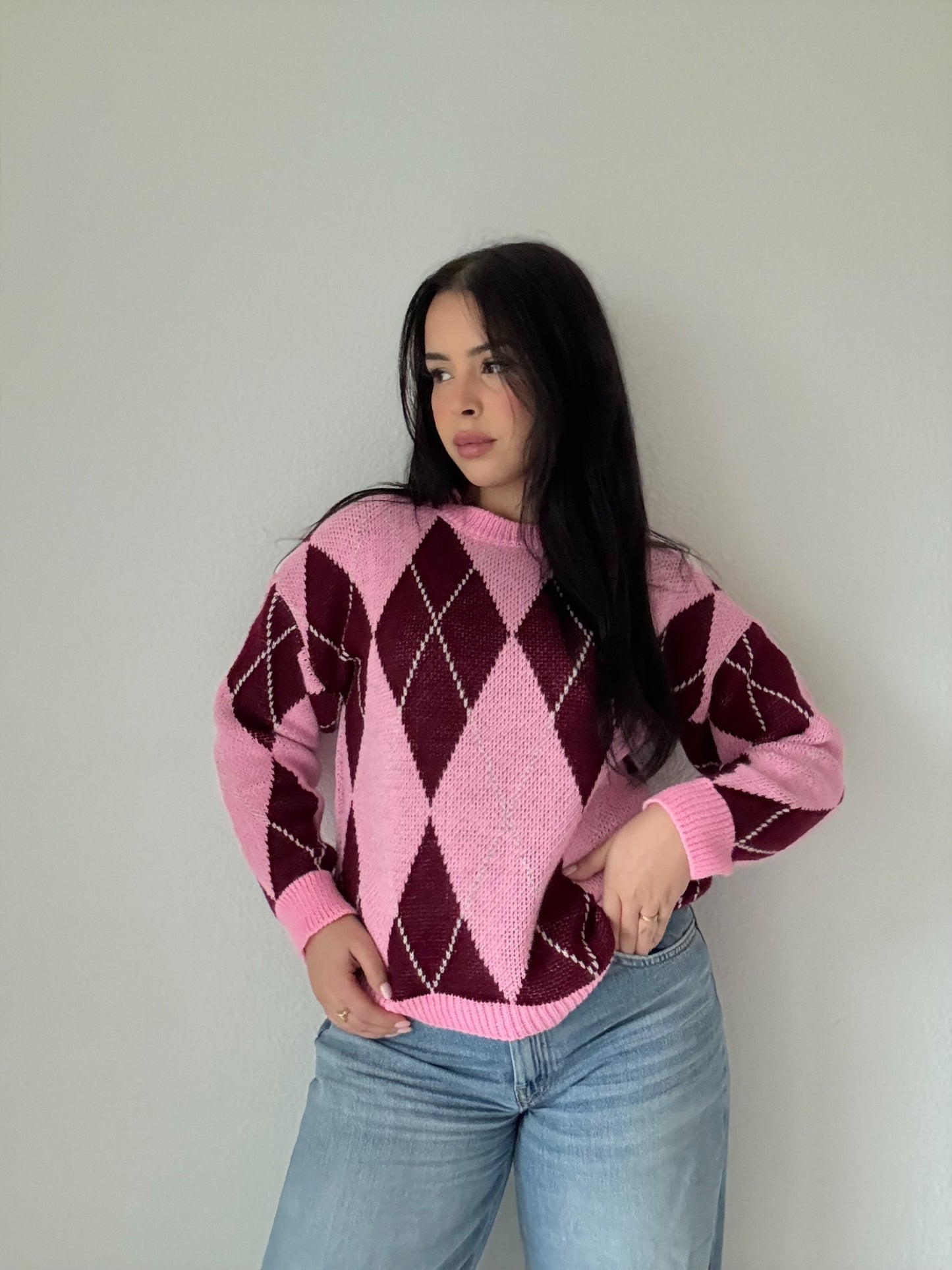 Pull losanges rose