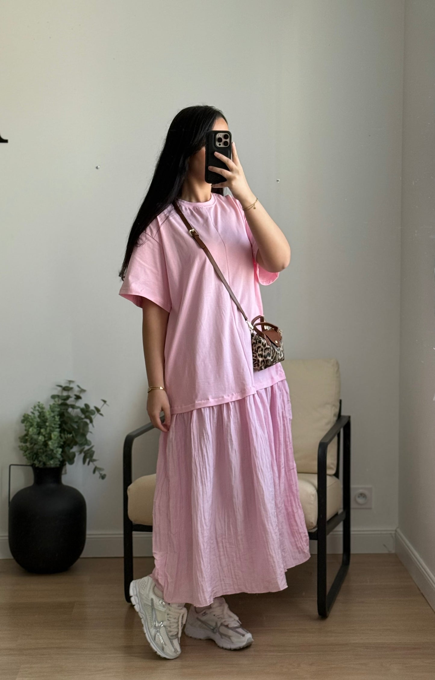 Robe t-shirt rose