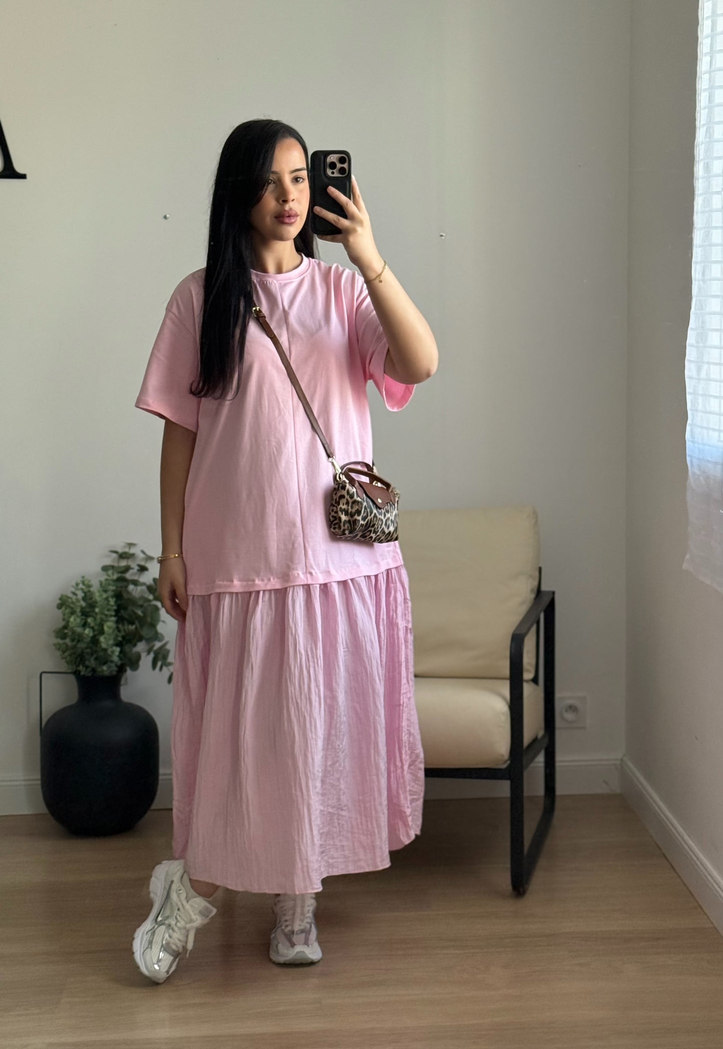 Robe t-shirt rose