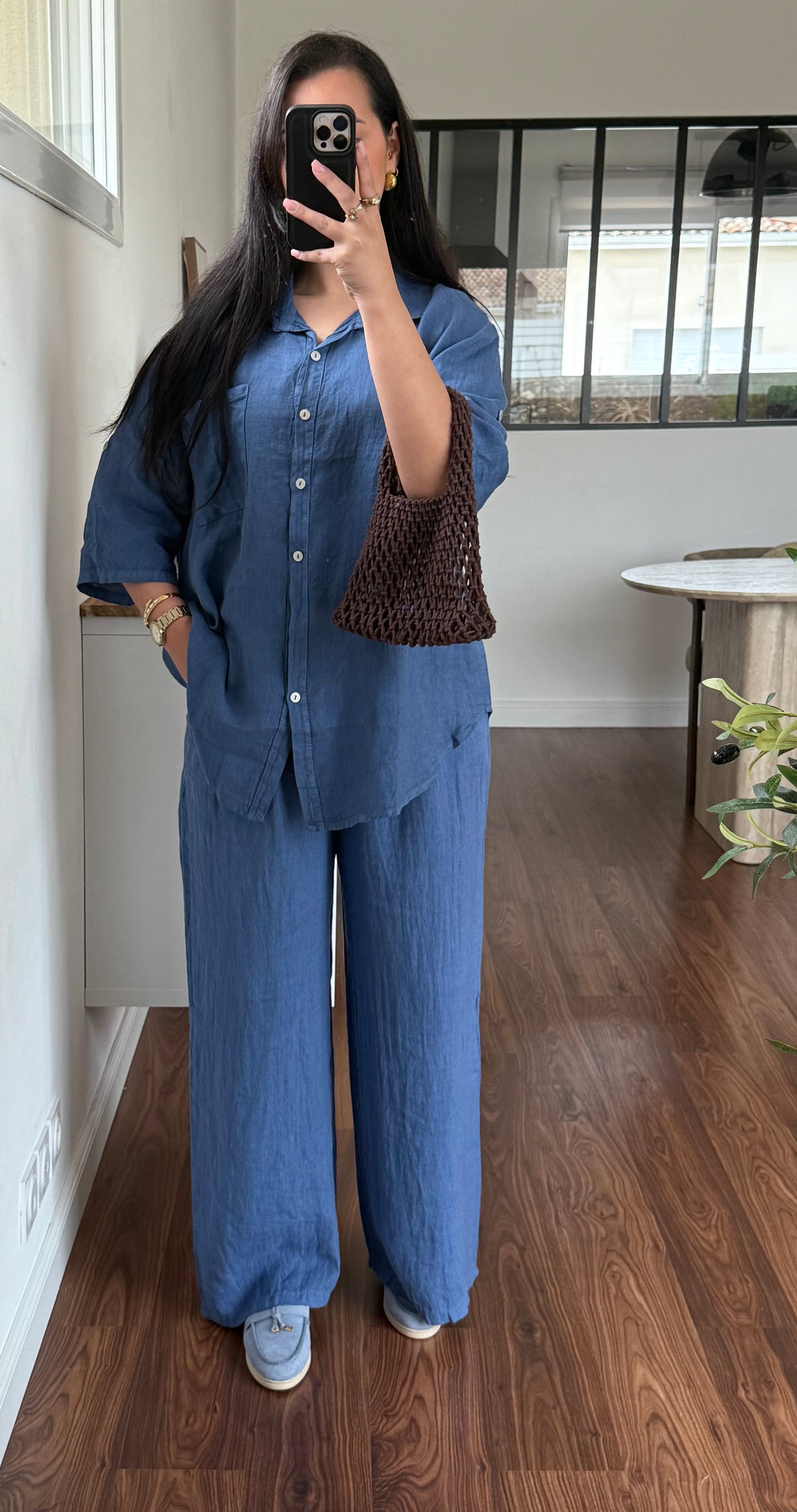 Ensemble Lin premium bleu