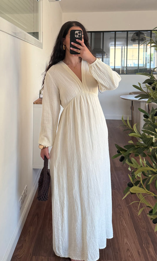 Robe Gaz de coton beige