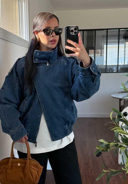 Veste en jean col montant