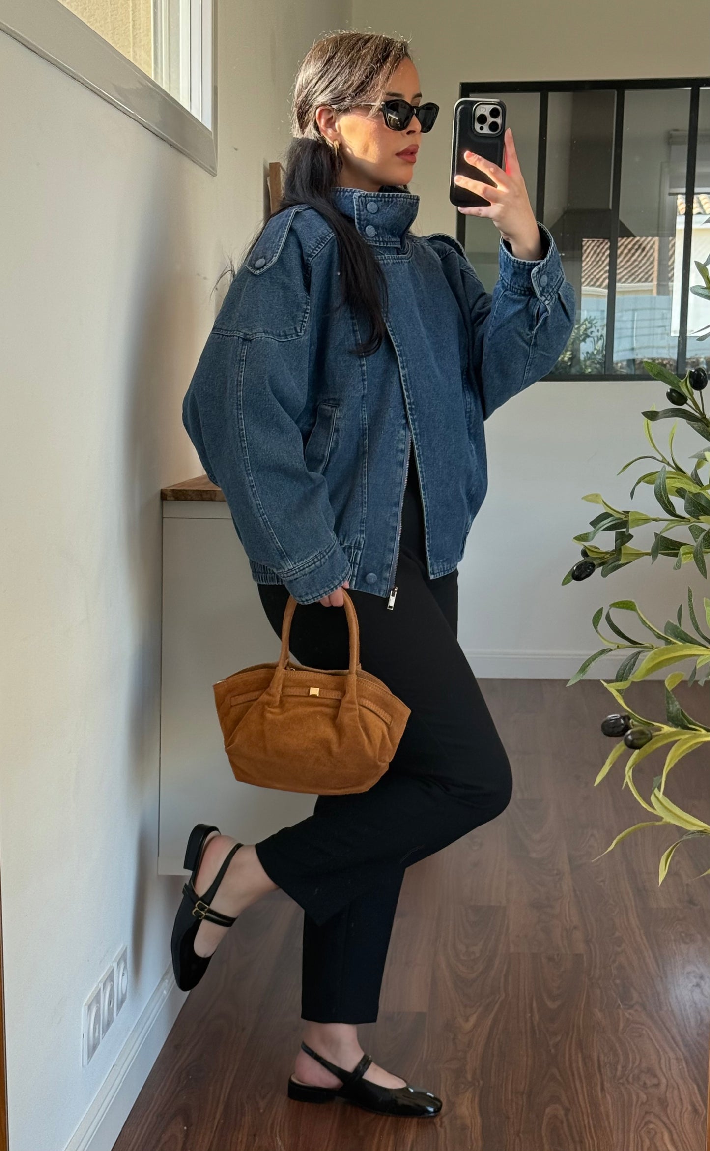 Veste en jean col montant