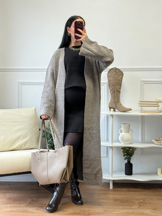 Gilet maxi taupe