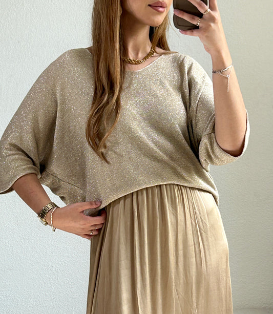 Top paillettes doré