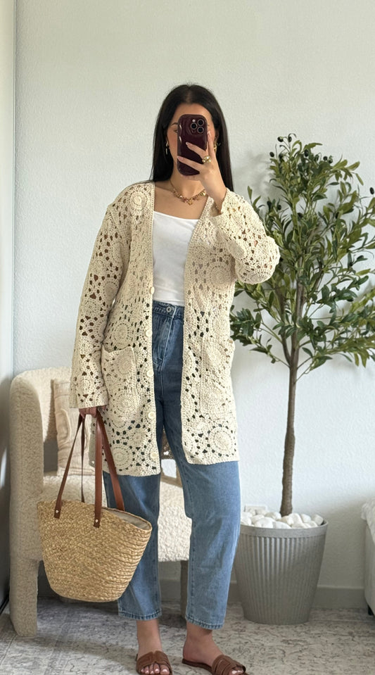 Gilet crochet long