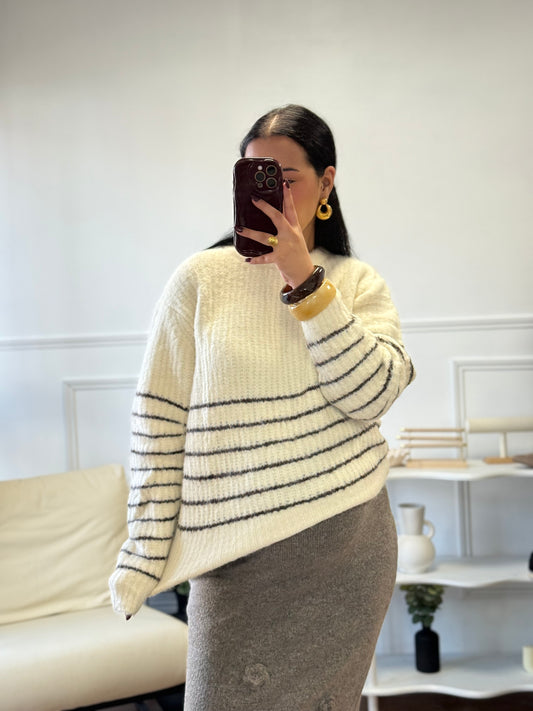 Pull marinière choco