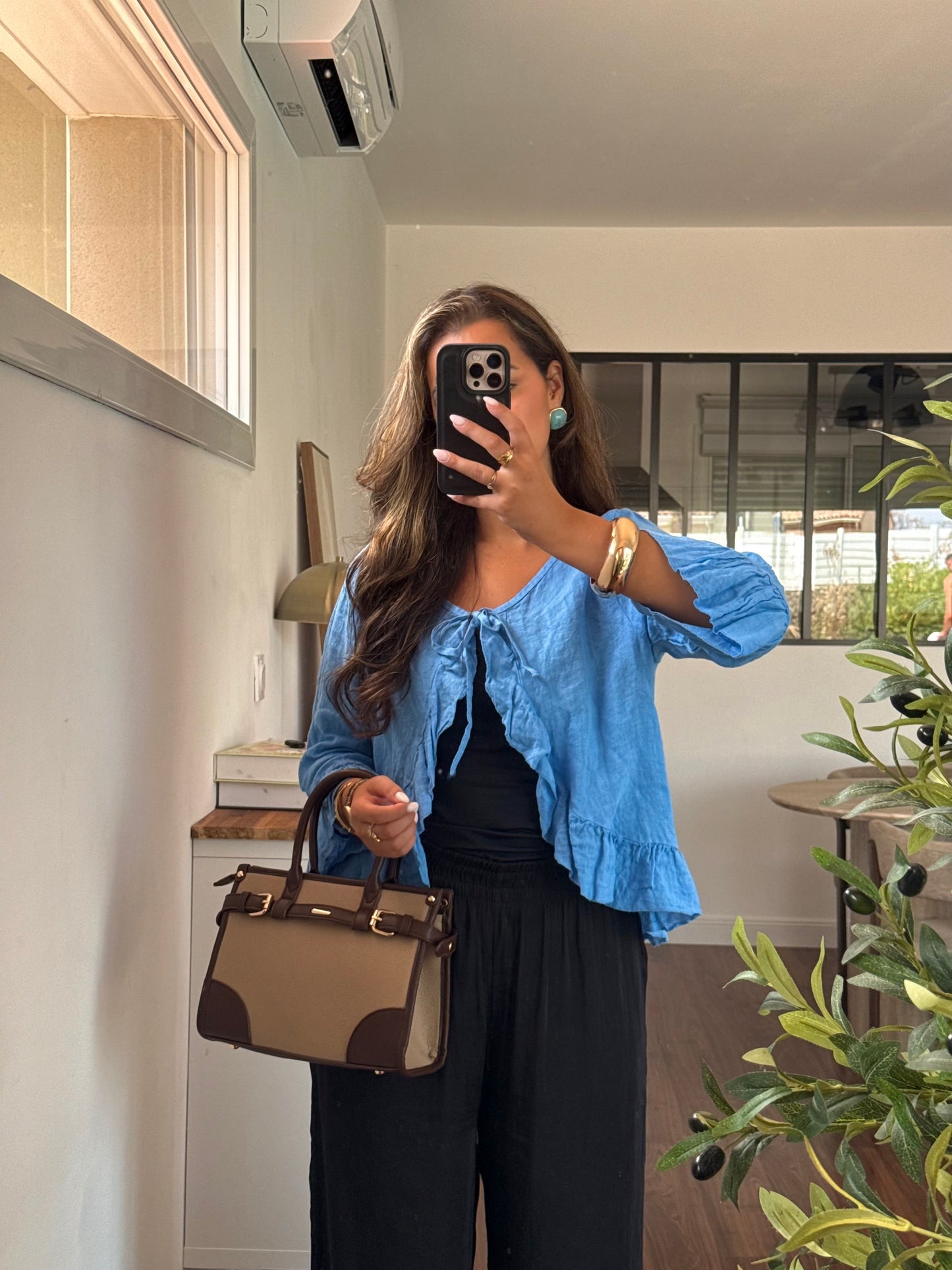 Gilet lin bleu