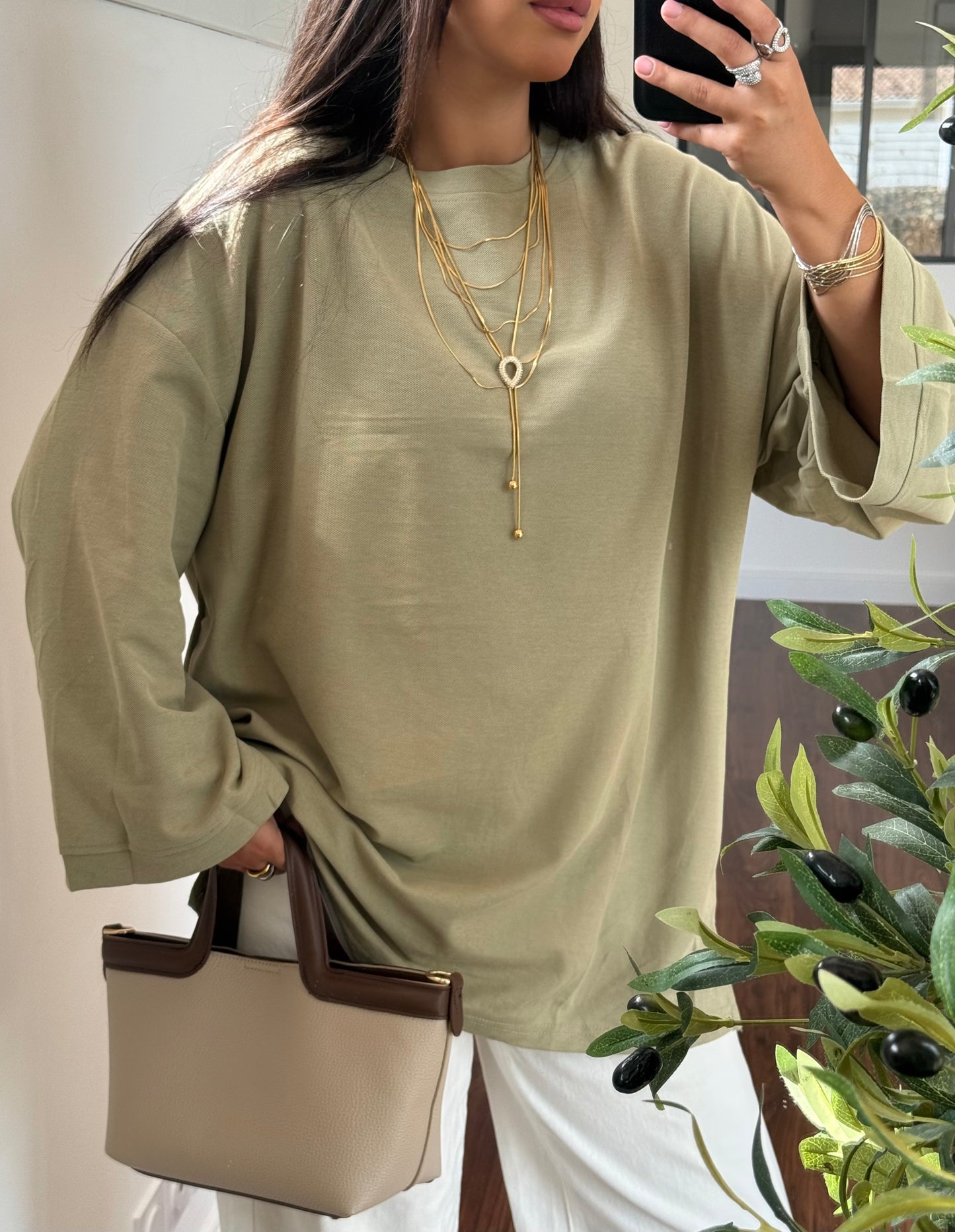 T-shirt manches longues olive