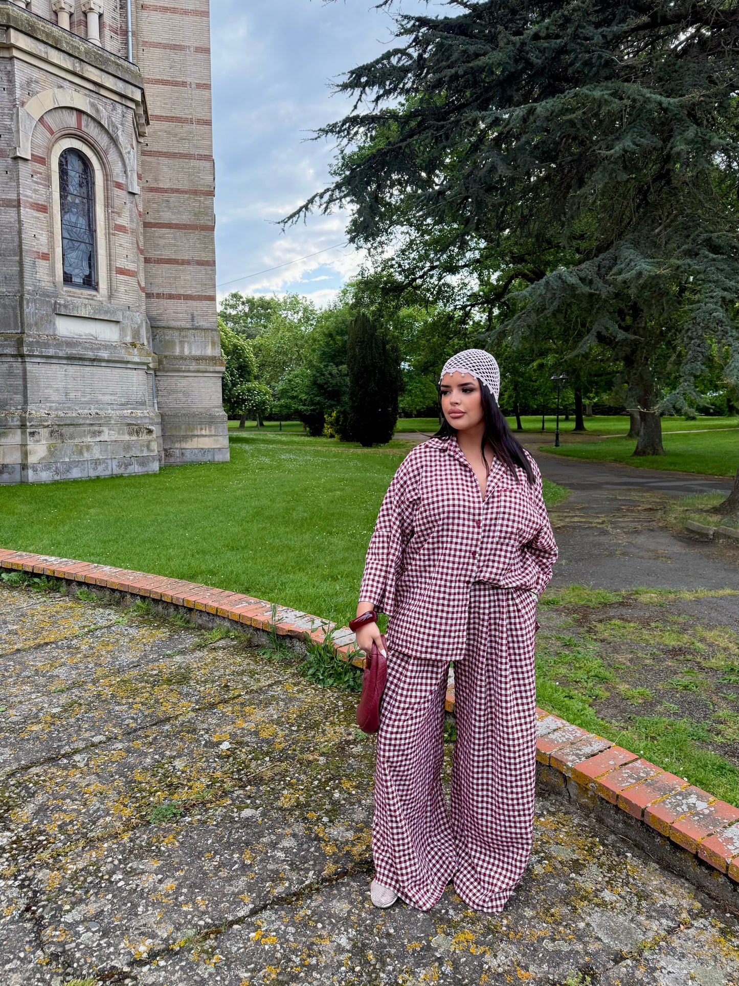 Ensemble Vichy bordeaux