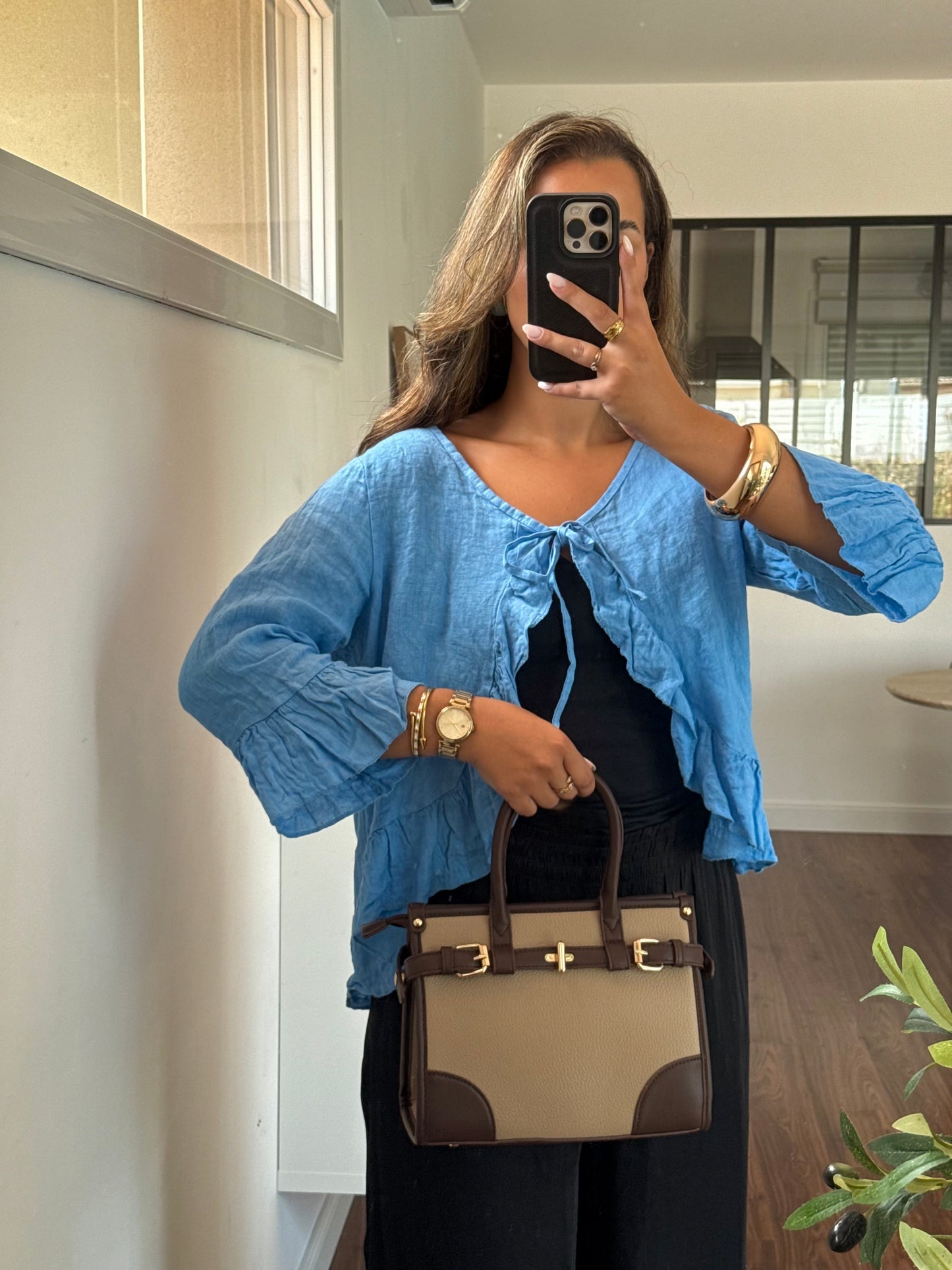 Gilet lin bleu