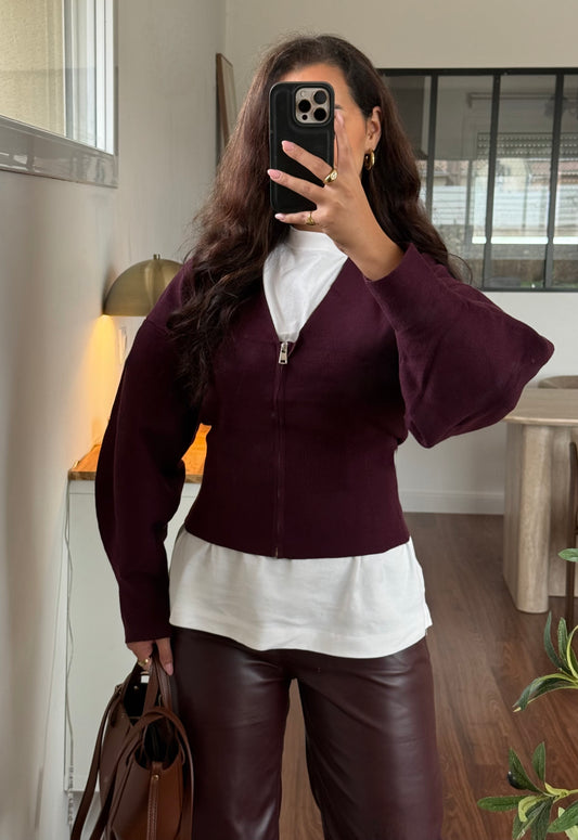 Gilet Esther prune