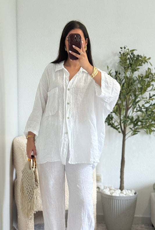 Chemise Lin supérieur blanc
