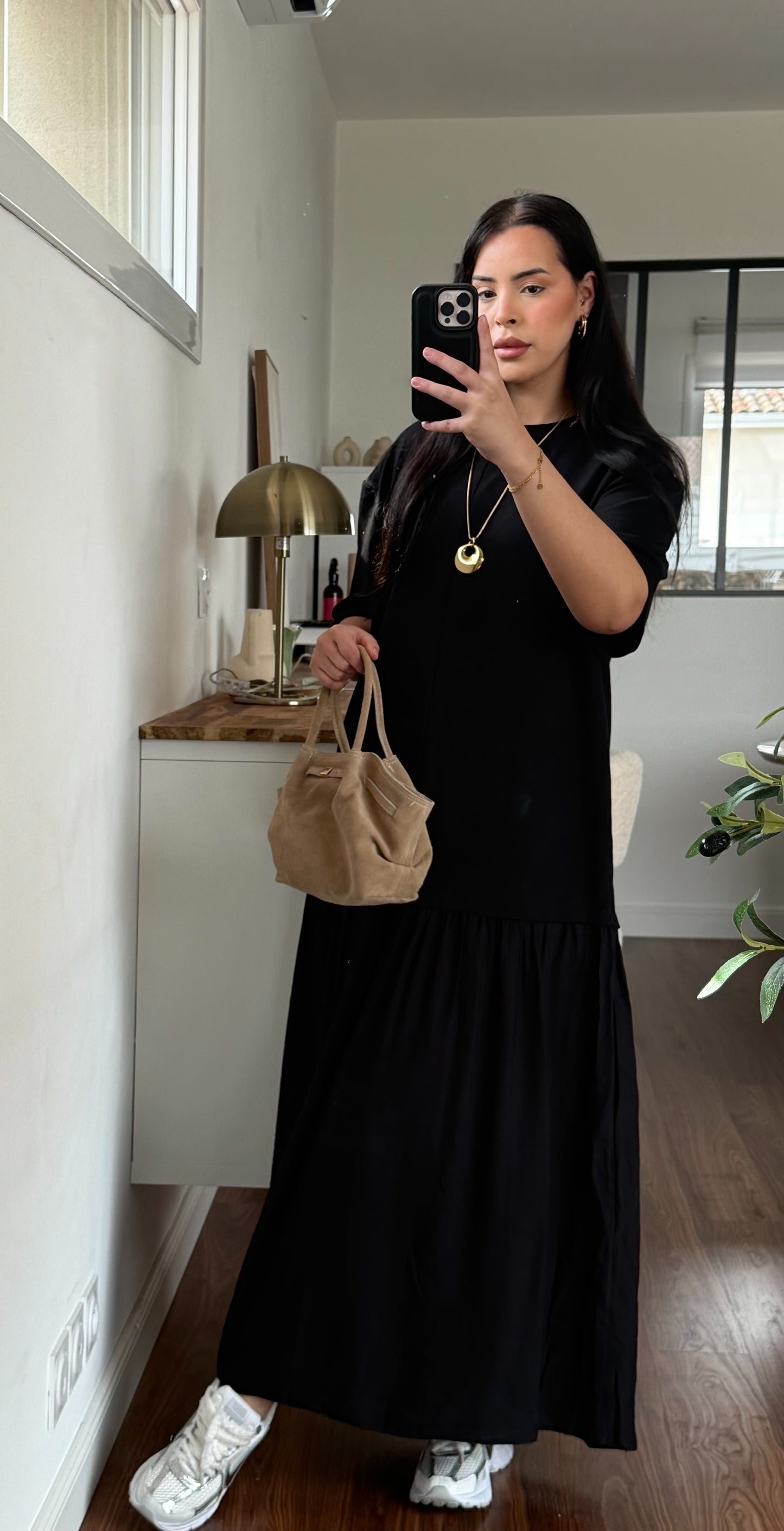 Robe bi-matière noir