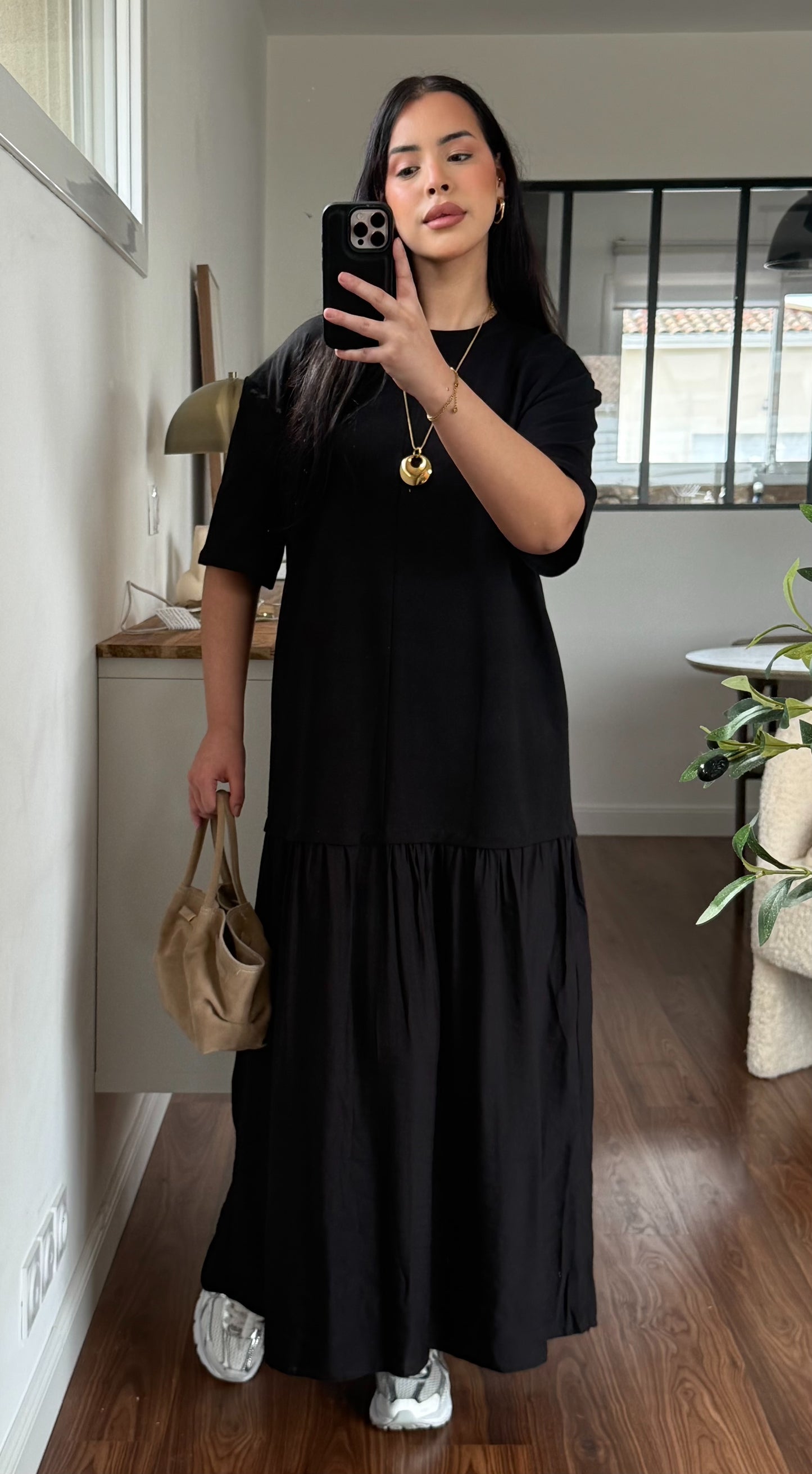 Robe bi-matière noir