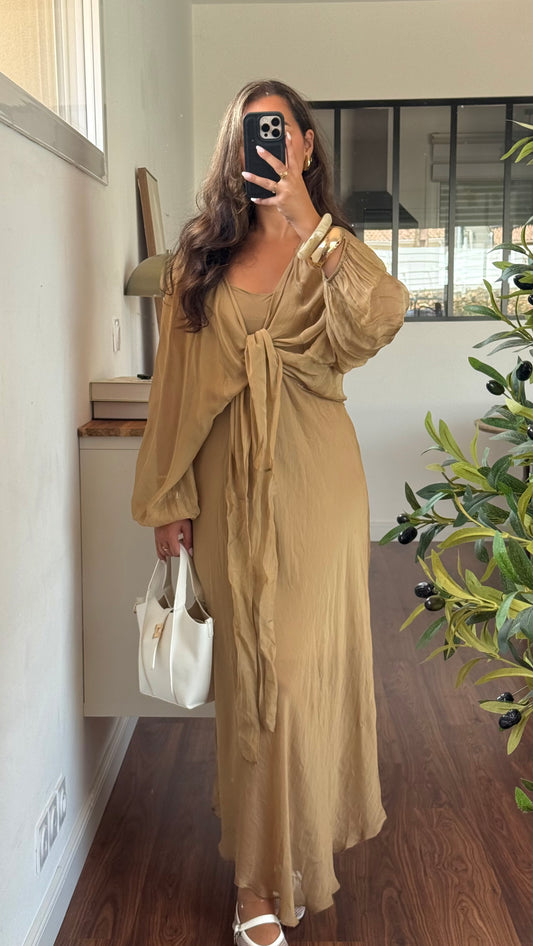 Robe bretelles camel