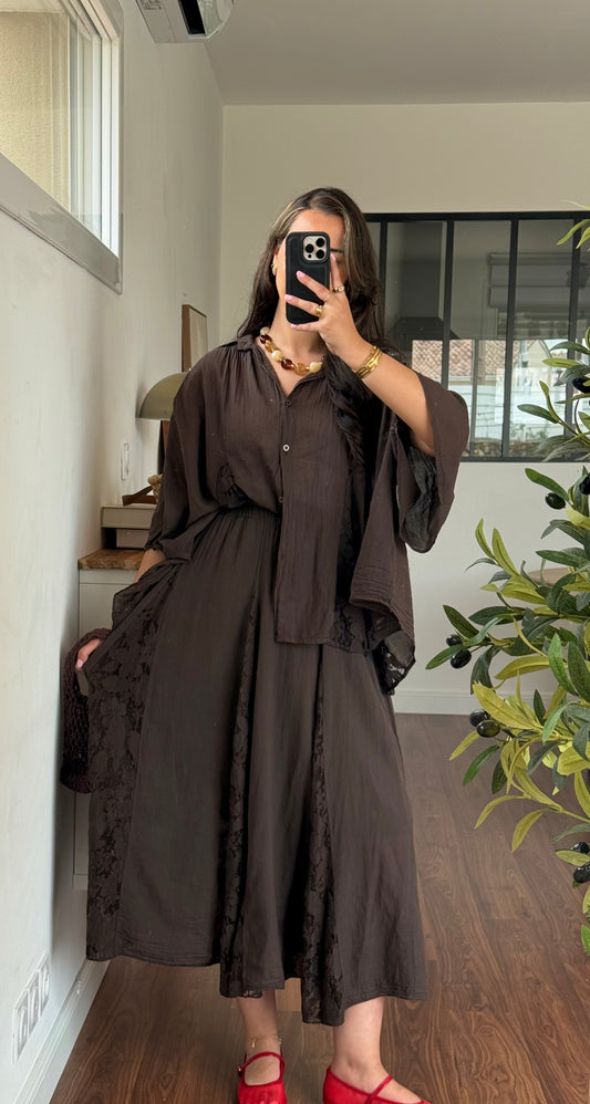 Ensemble dentelle marron