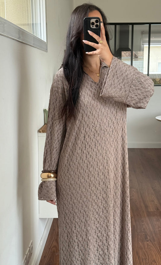 Robe dentelle taupe