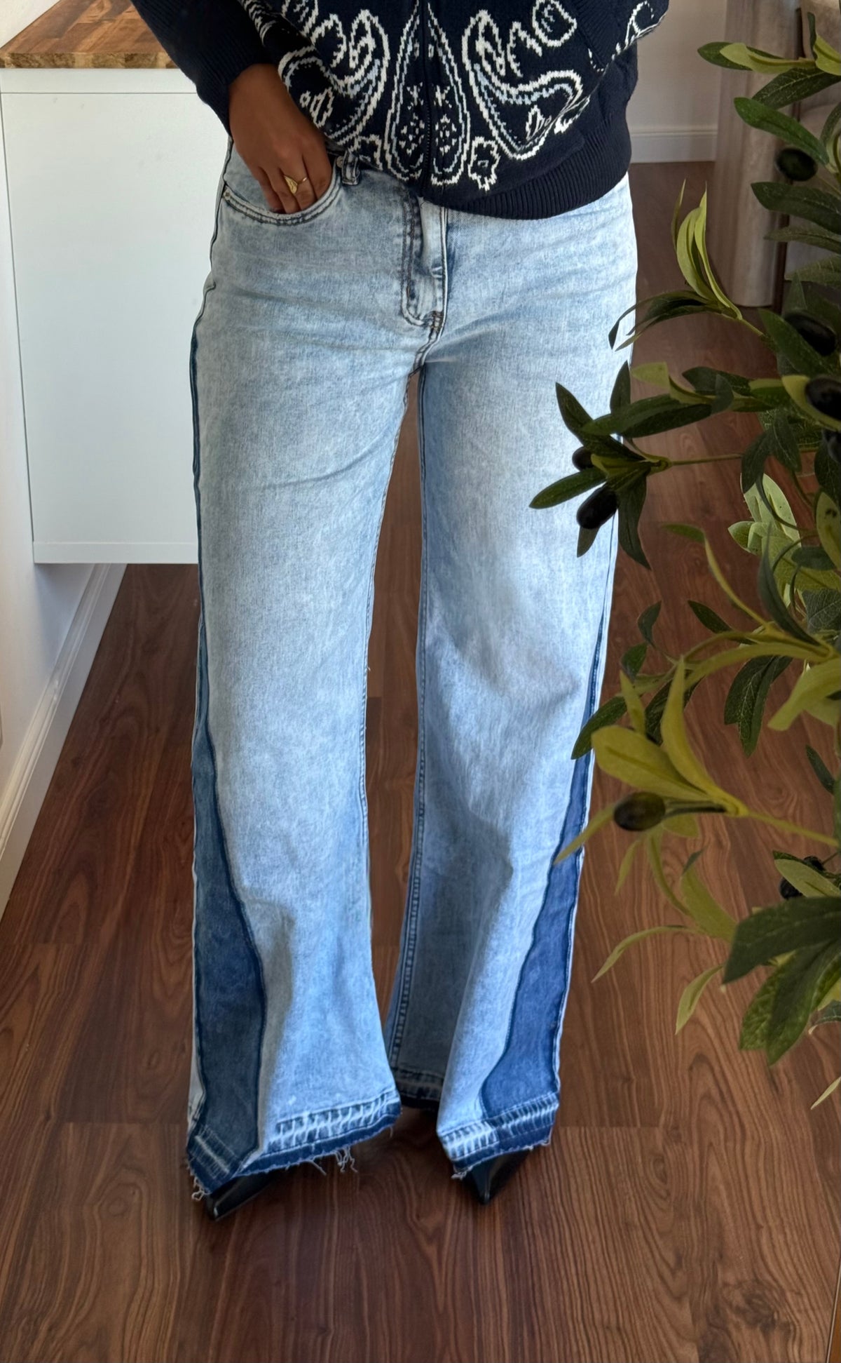 Jean large bicolore