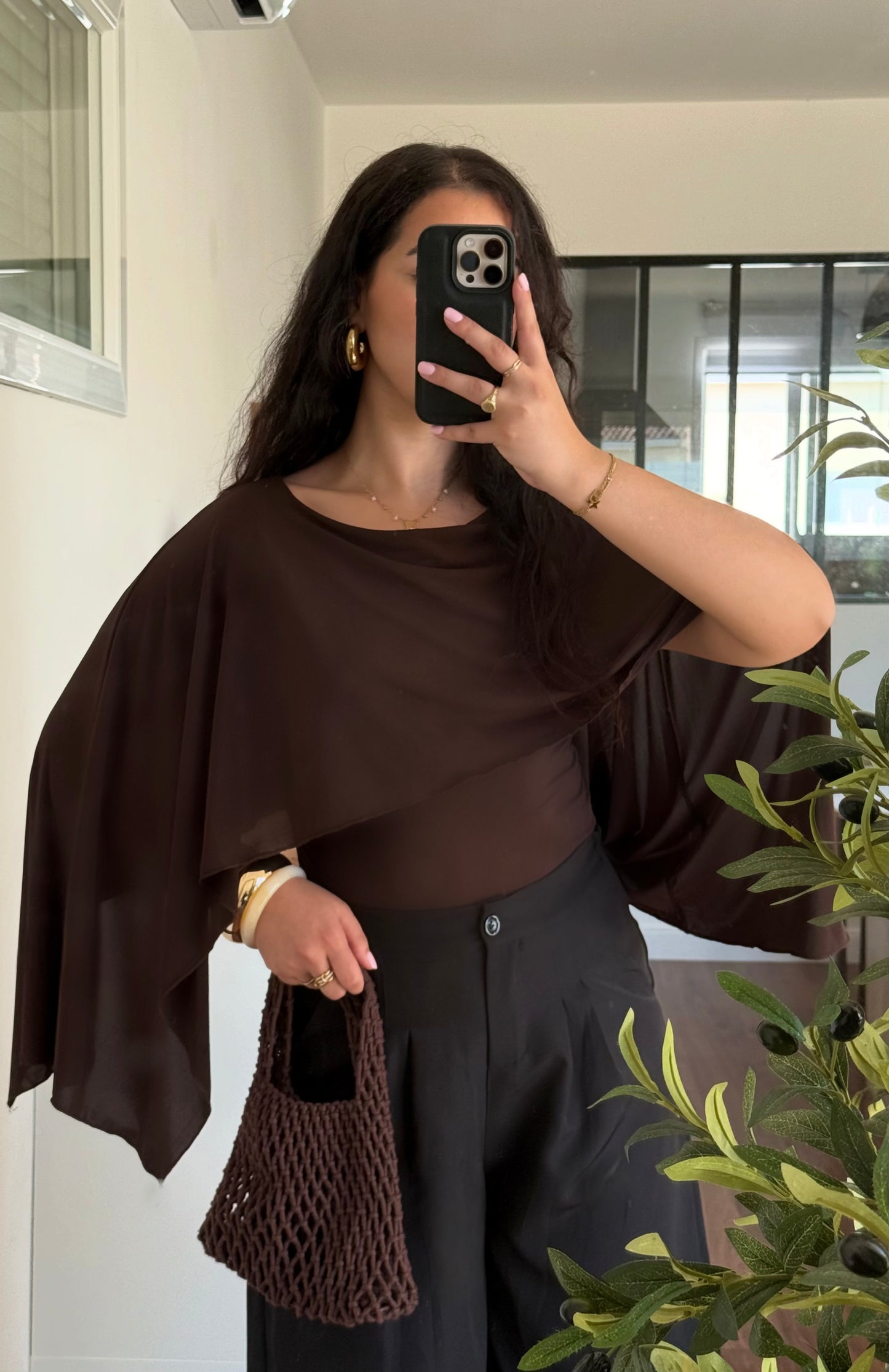 Top Voile marron