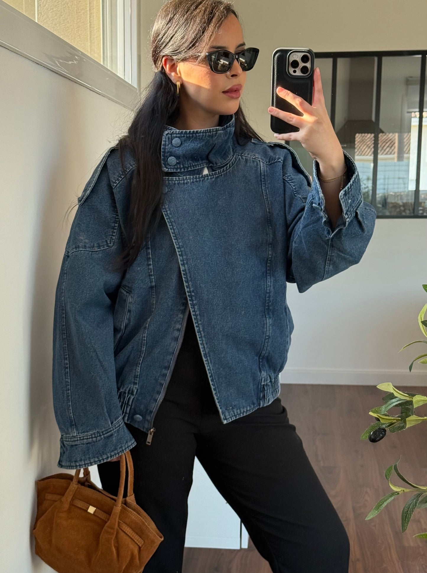 Veste en jean col montant